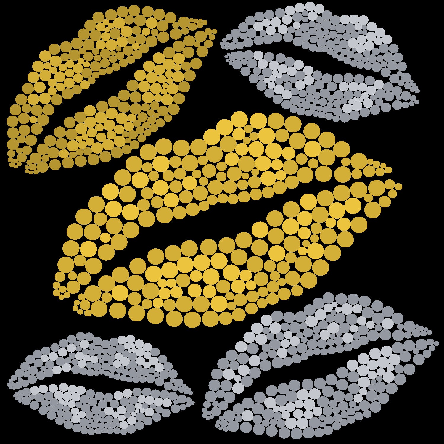 Luscious Lips In Gold And Silver by TheArtOf Vikki on GIANT ART - yellow digital painting