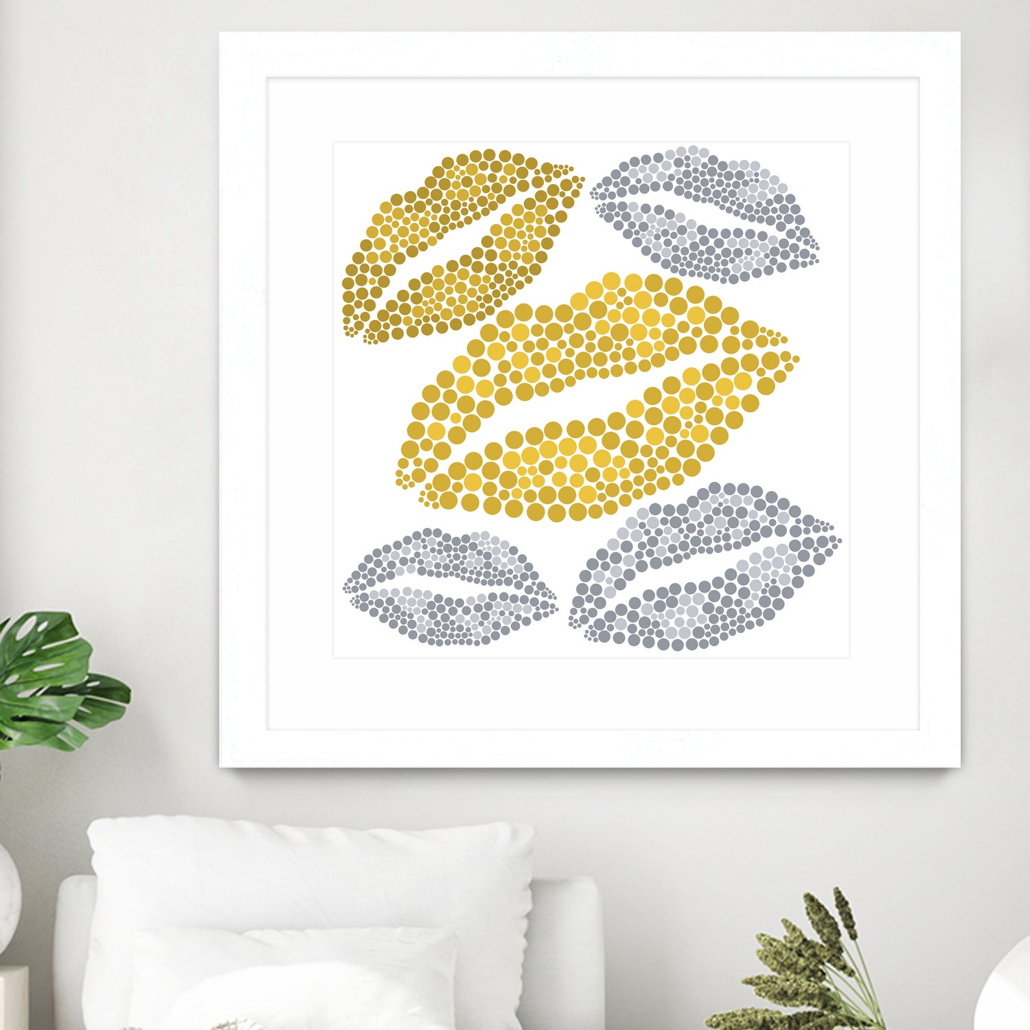 Luscious Lips In Gold And Silver by TheArtOf Vikki on GIANT ART - yellow digital painting