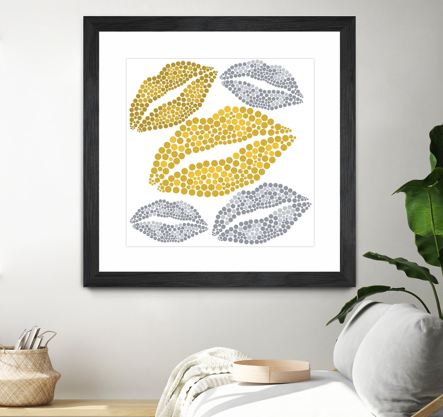 Luscious Lips In Gold And Silver by TheArtOf Vikki on GIANT ART - yellow digital painting