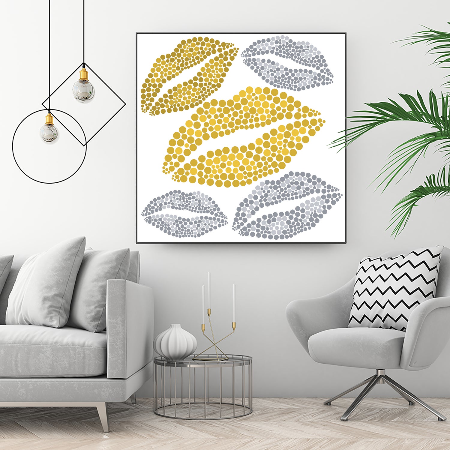 Luscious Lips In Gold And Silver by TheArtOf Vikki on GIANT ART - yellow digital painting