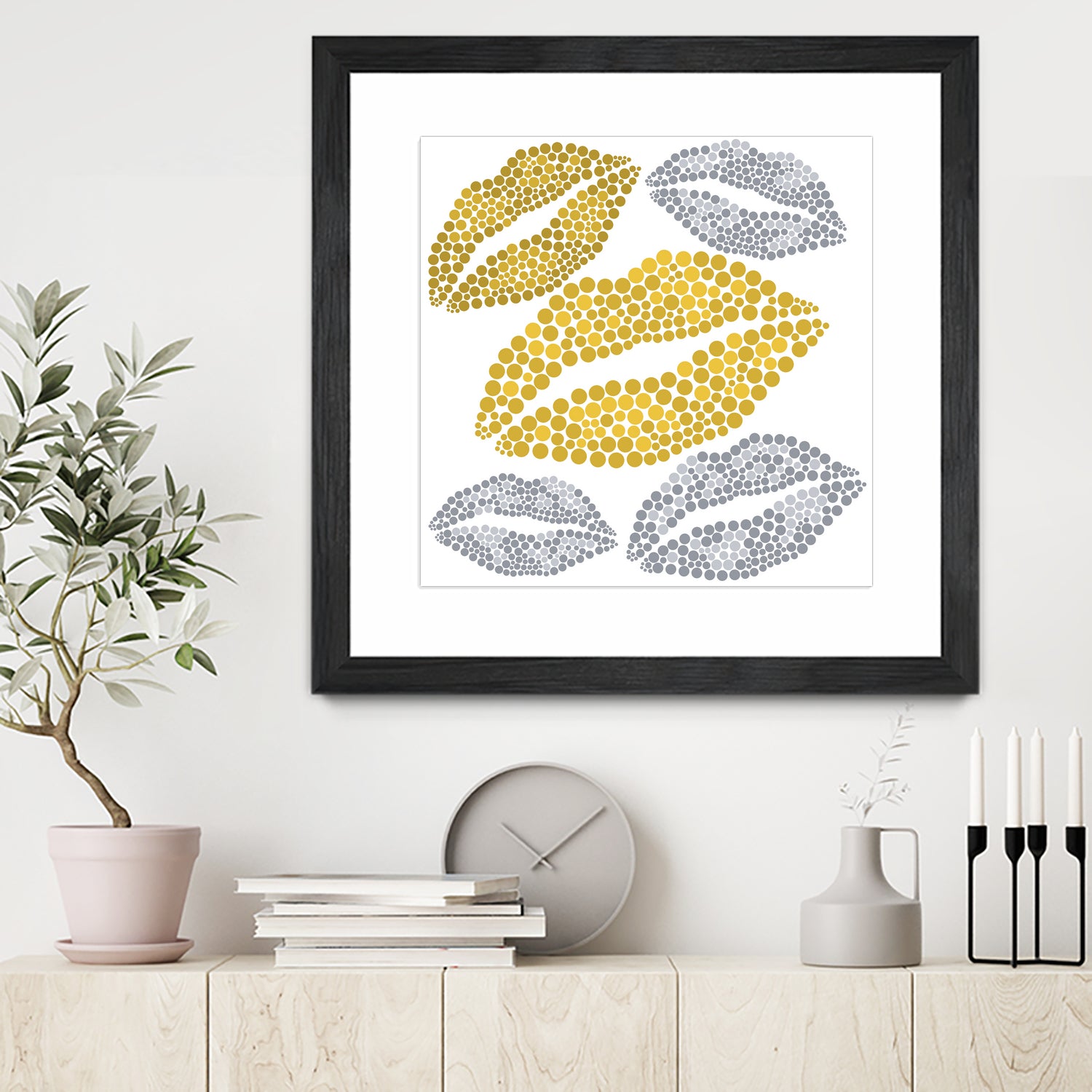 Luscious Lips In Gold And Silver by TheArtOf Vikki on GIANT ART - yellow digital painting