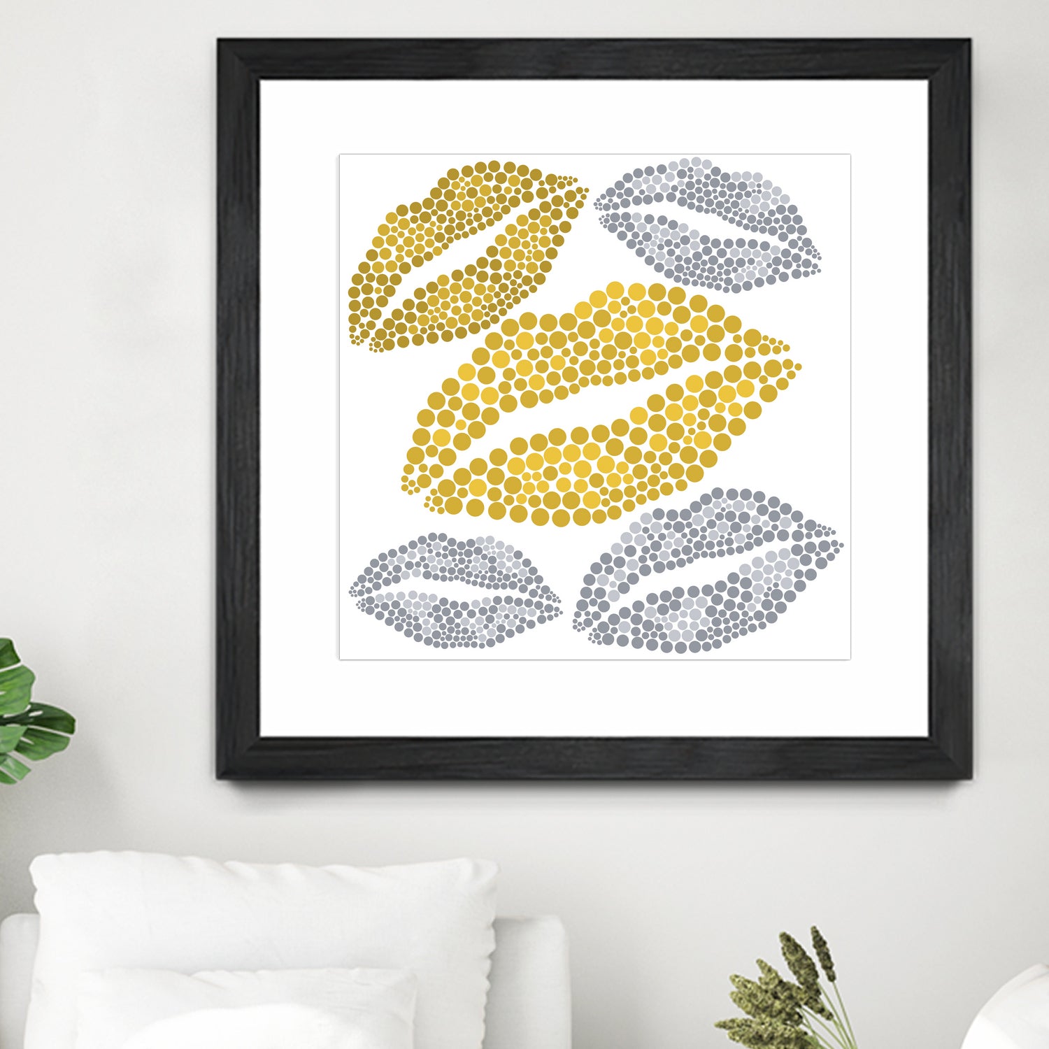 Luscious Lips In Gold And Silver by TheArtOf Vikki on GIANT ART - yellow digital painting