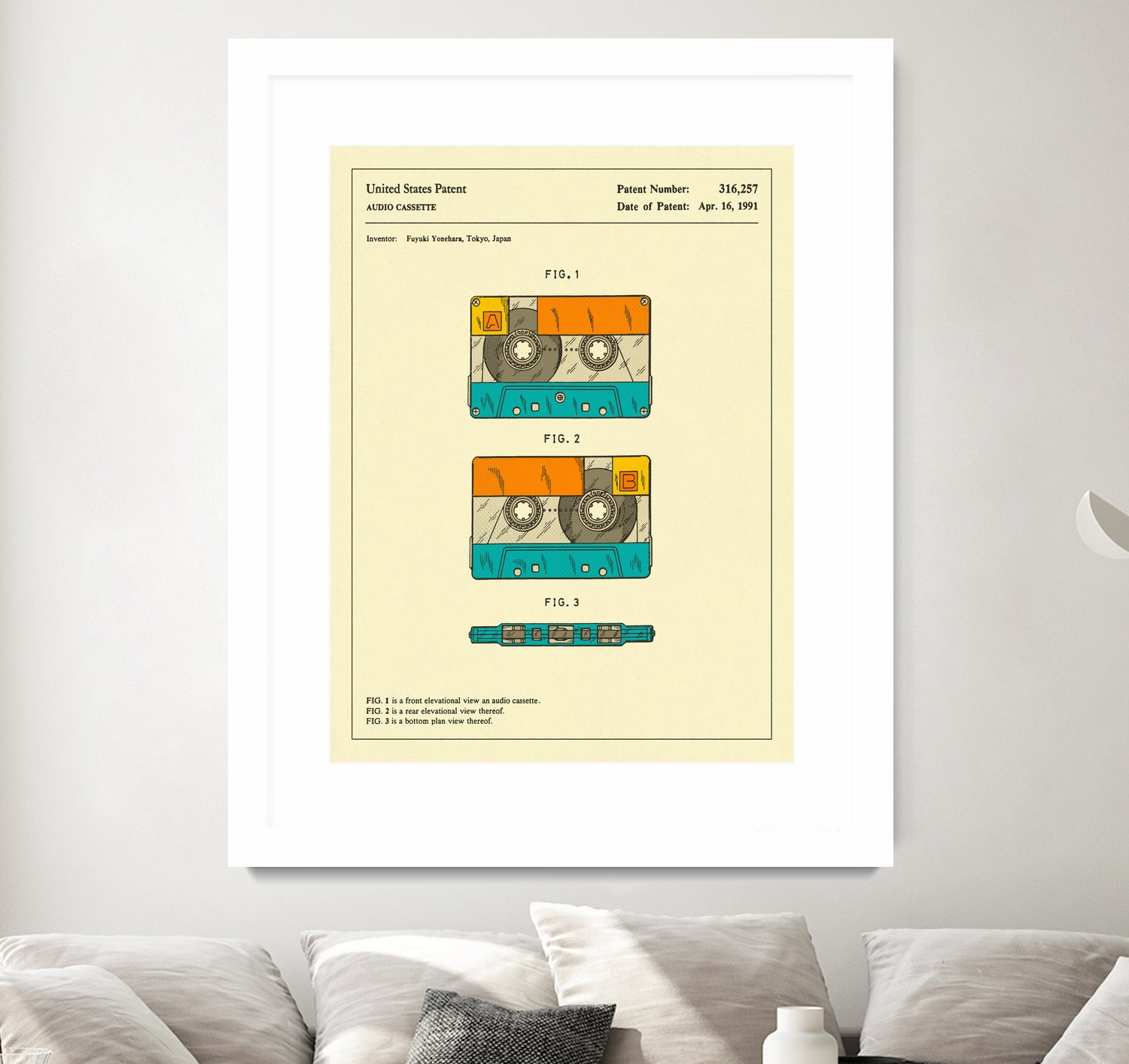 Cassette Patent - 1991 by Jazzberry Blue on GIANT ART - orange digital drawing