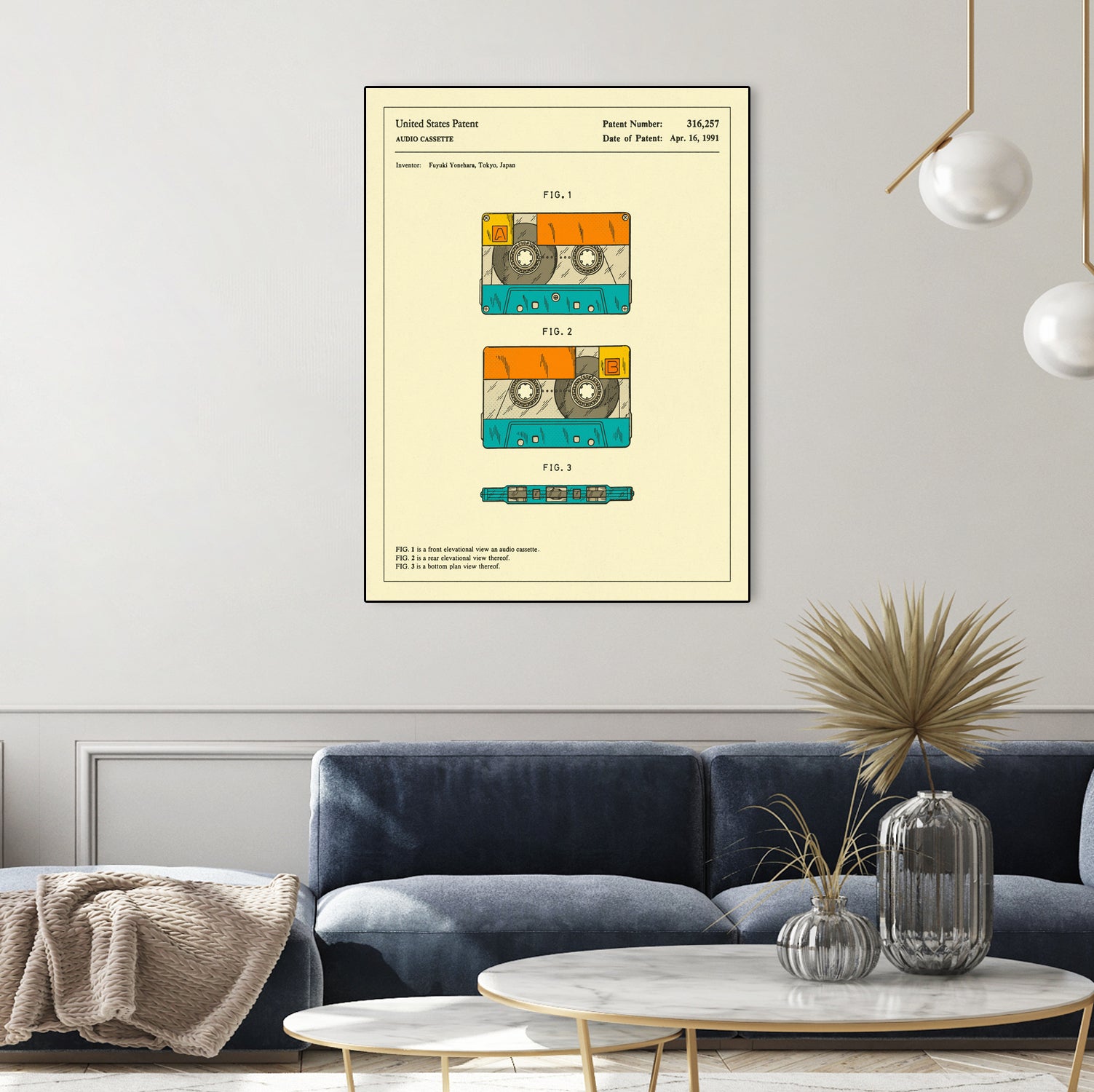 Cassette Patent - 1991 by Jazzberry Blue on GIANT ART - orange digital drawing