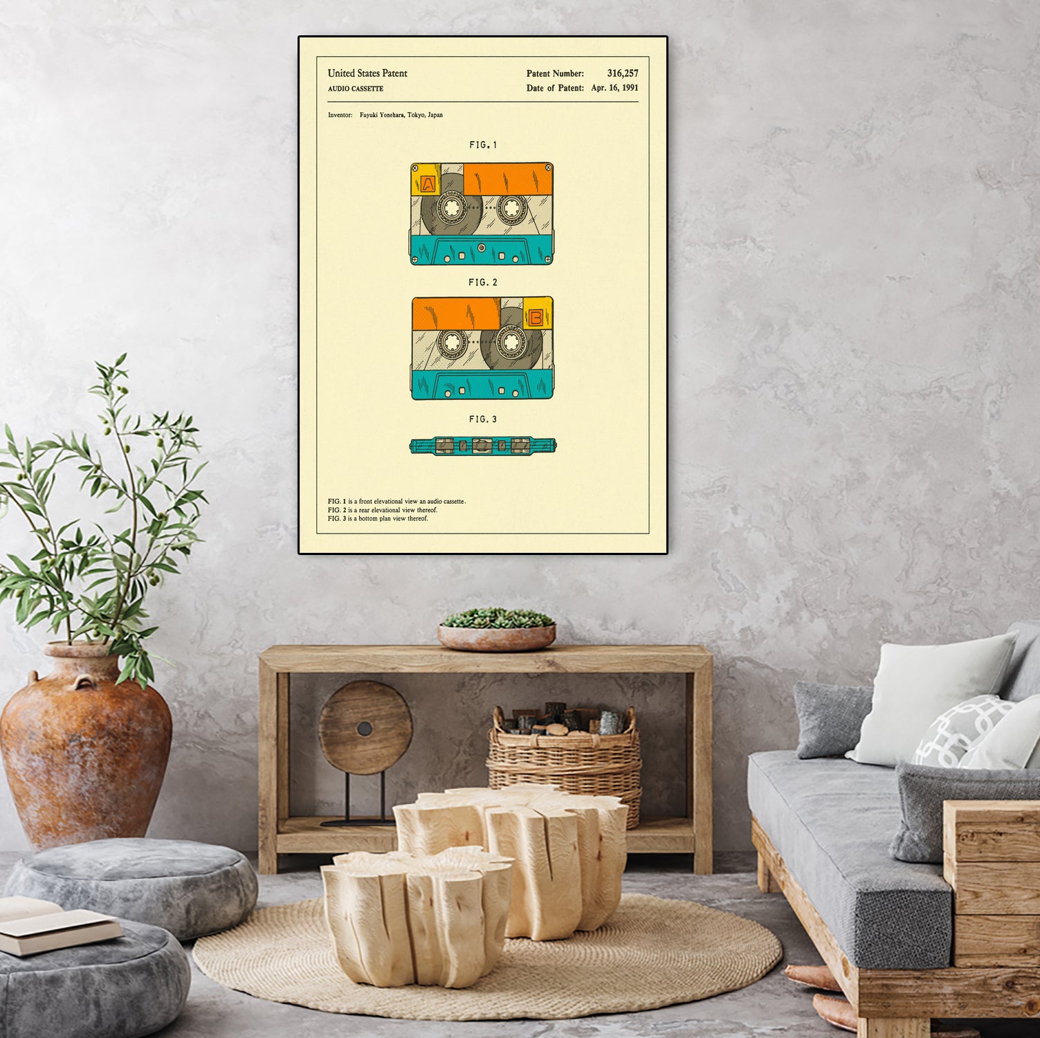 Cassette Patent - 1991 by Jazzberry Blue on GIANT ART - orange digital drawing