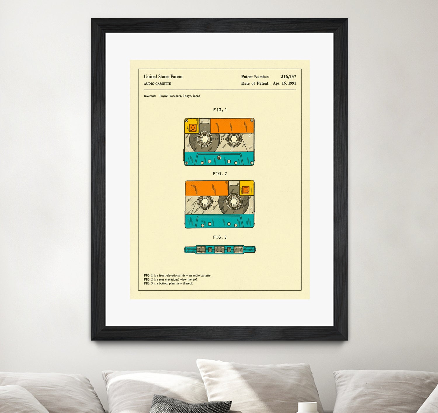 Cassette Patent - 1991 by Jazzberry Blue on GIANT ART - orange digital drawing