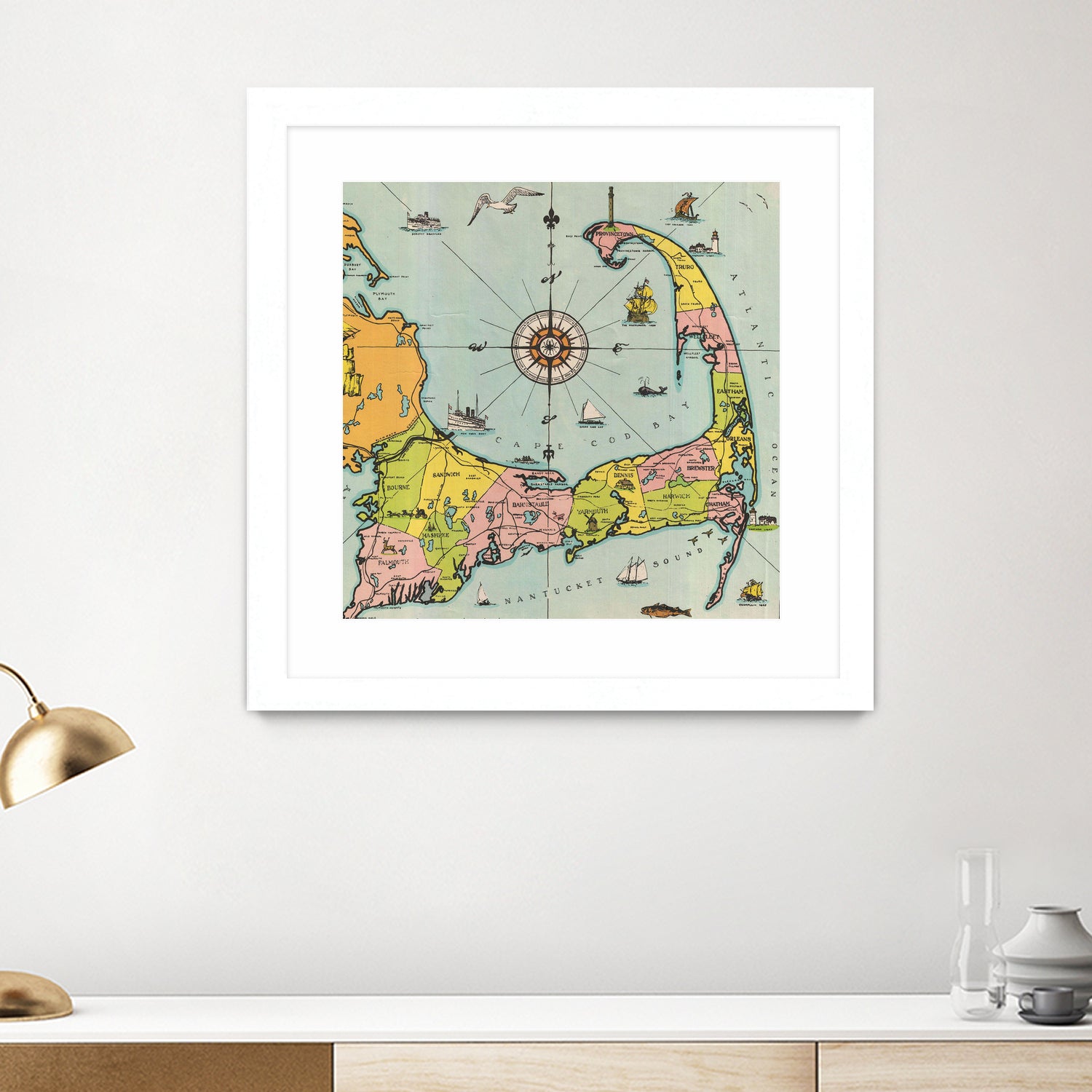 Vintage Map of Cape Cod by Adam Shaw on GIANT ART - white photo illustration