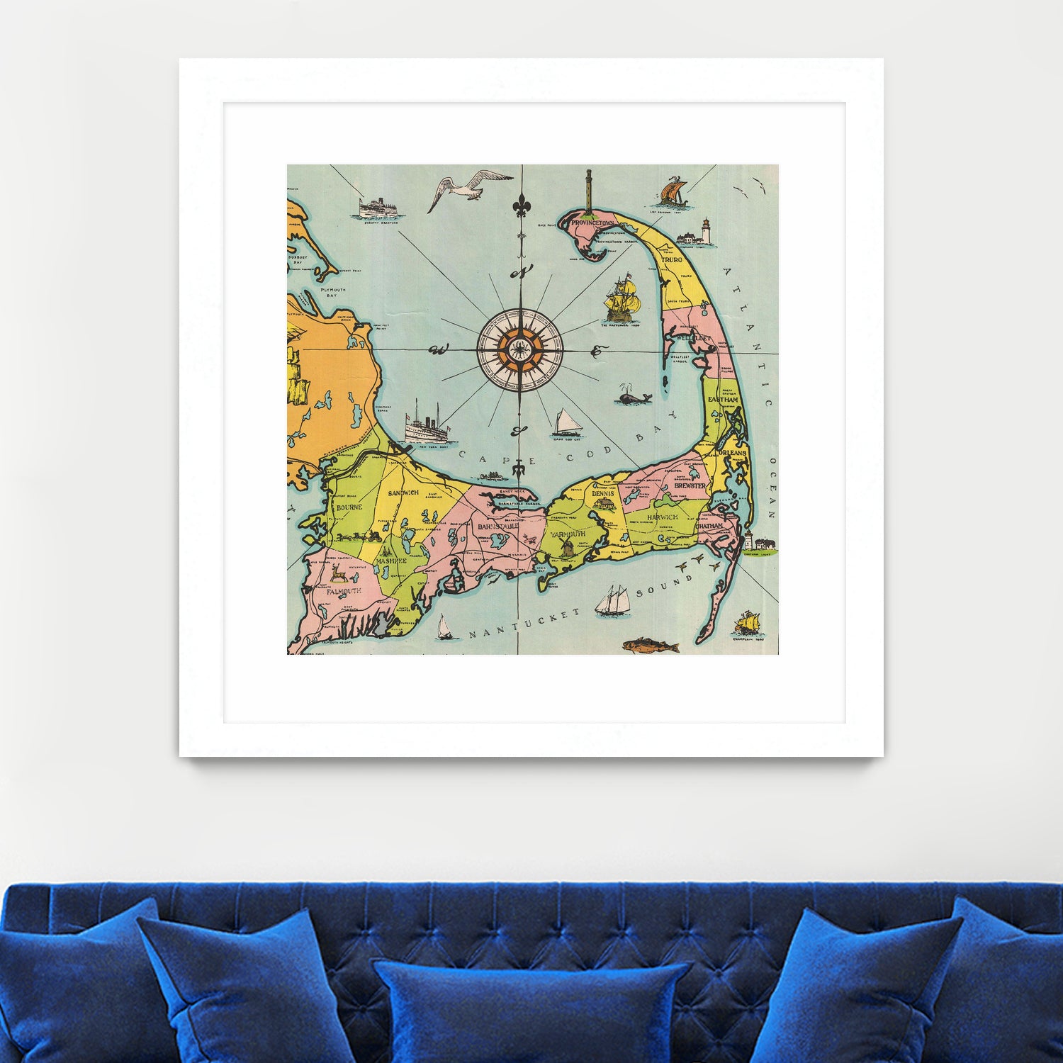 Vintage Map of Cape Cod by Adam Shaw on GIANT ART - white photo illustration