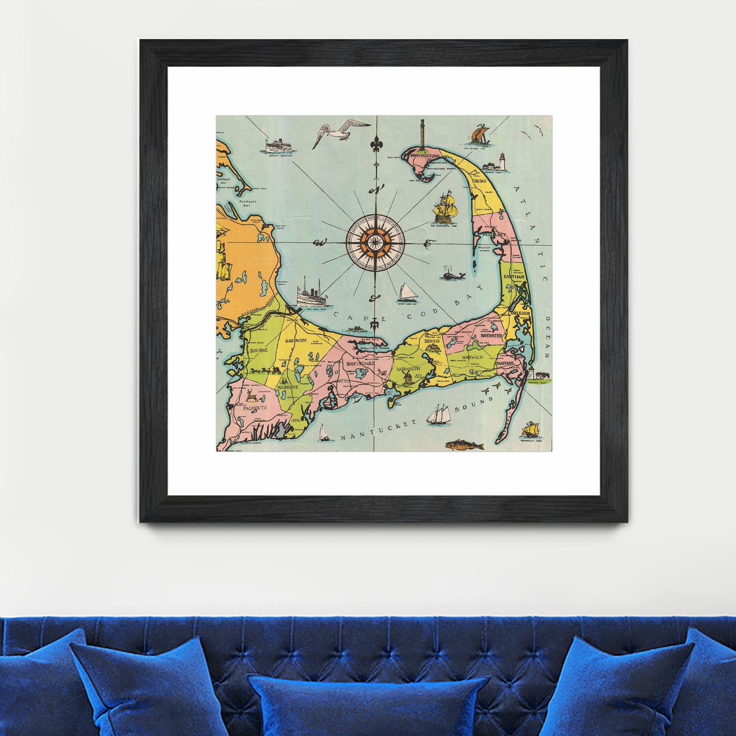 Vintage Map of Cape Cod by Adam Shaw on GIANT ART - white photo illustration