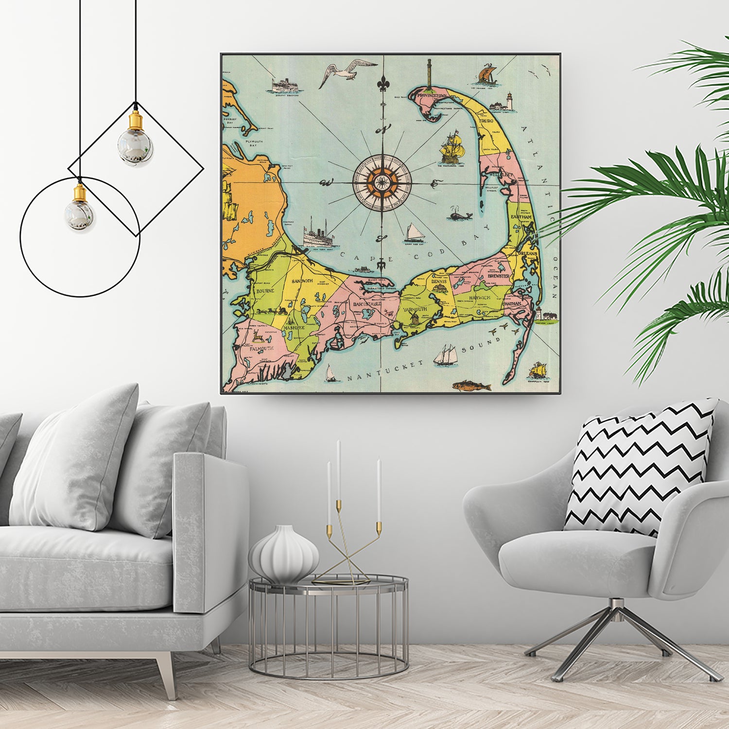 Vintage Map of Cape Cod by Adam Shaw on GIANT ART - white photo illustration