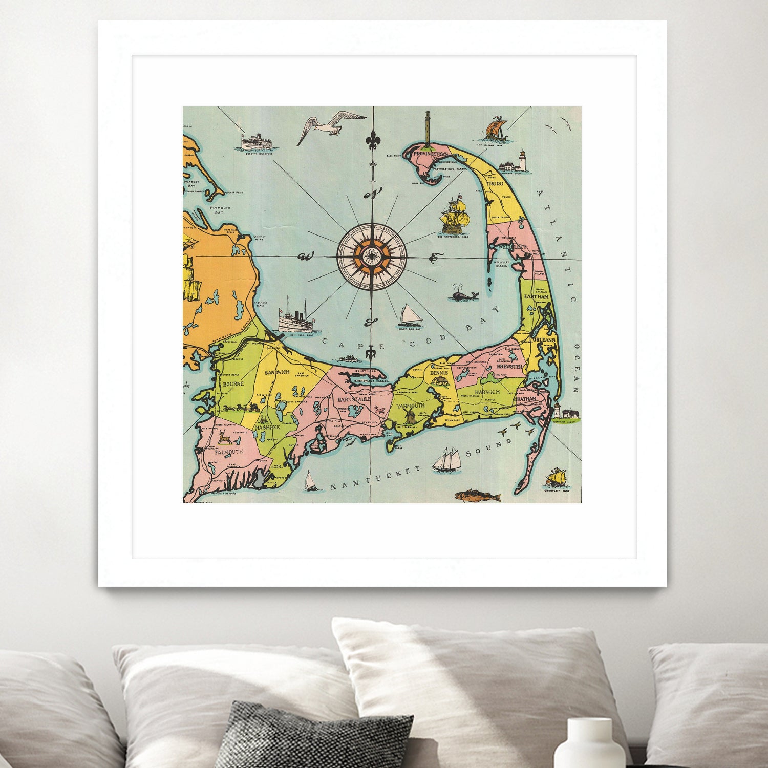 Vintage Map of Cape Cod by Adam Shaw on GIANT ART - white photo illustration