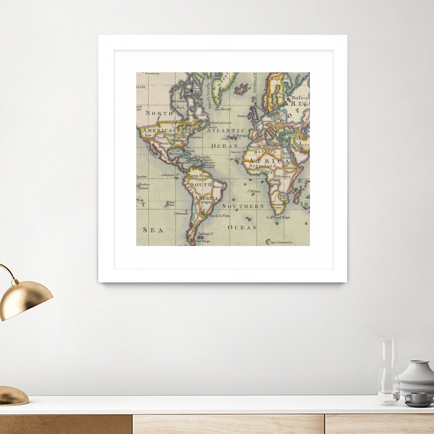 Vintage Map of The World (1766) by Adam Shaw on GIANT ART - white photo illustration