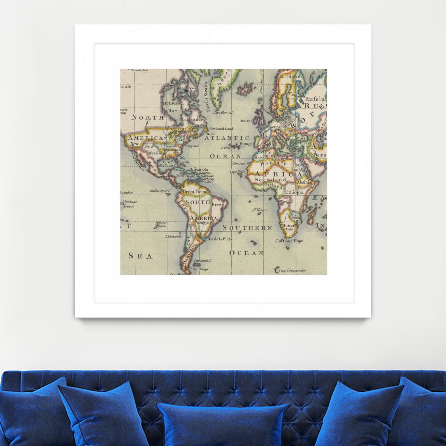 Vintage Map of The World (1766) by Adam Shaw on GIANT ART - white photo illustration