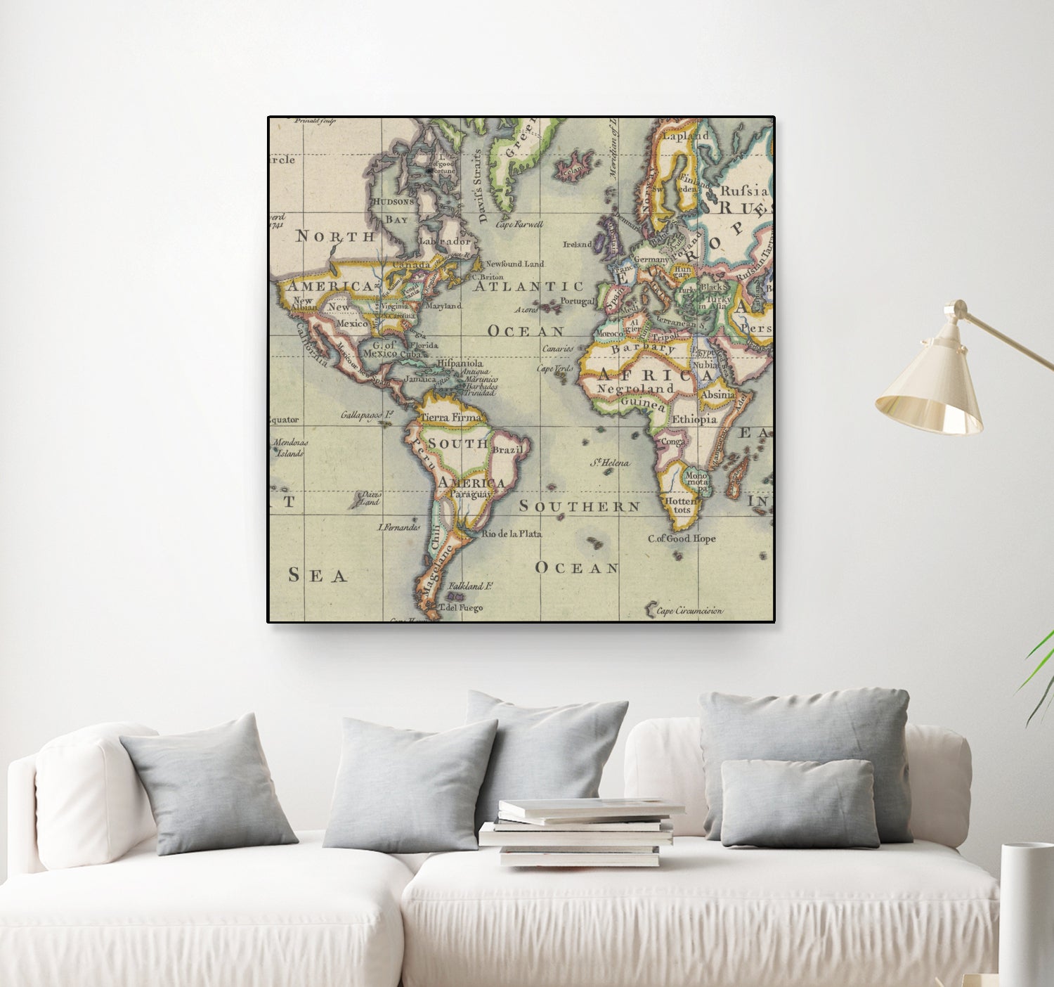 Vintage Map of The World (1766) by Adam Shaw on GIANT ART - white photo illustration