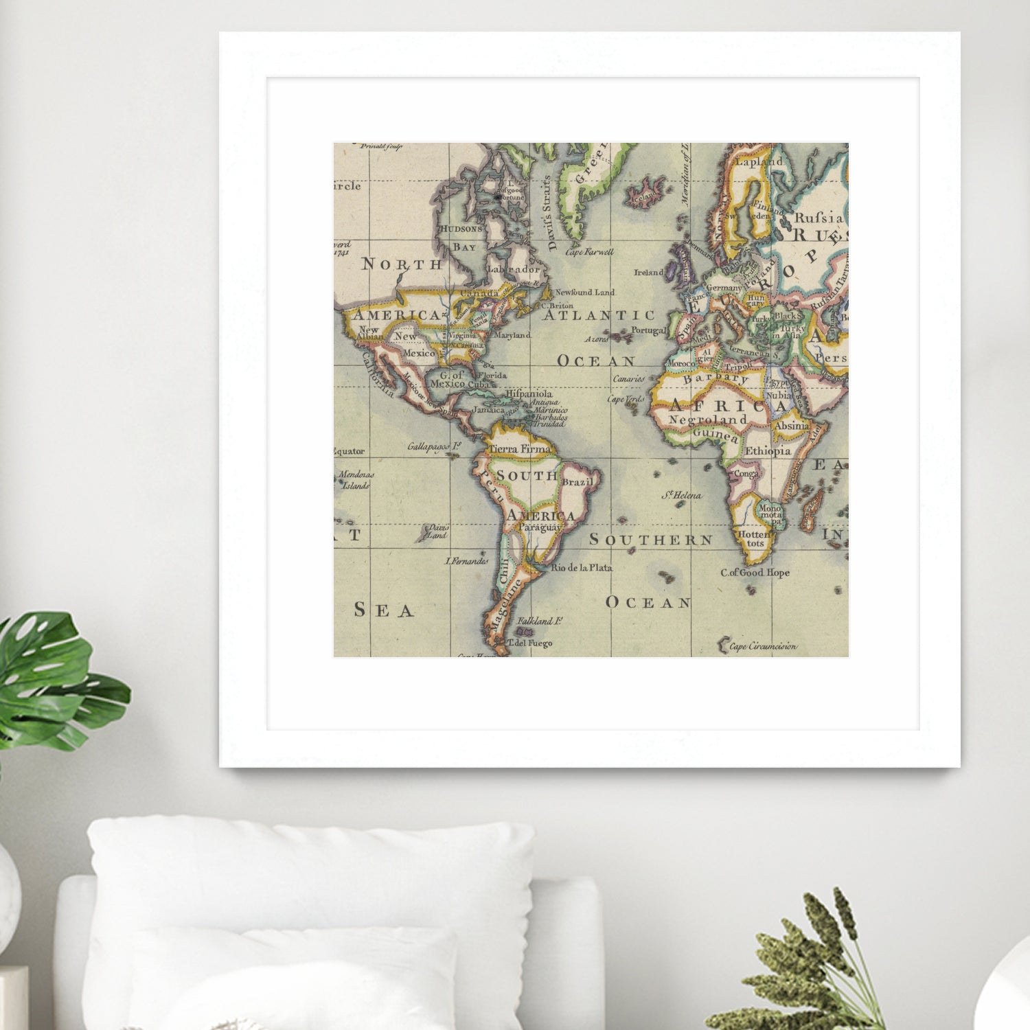 Vintage Map of The World (1766) by Adam Shaw on GIANT ART - white photo illustration