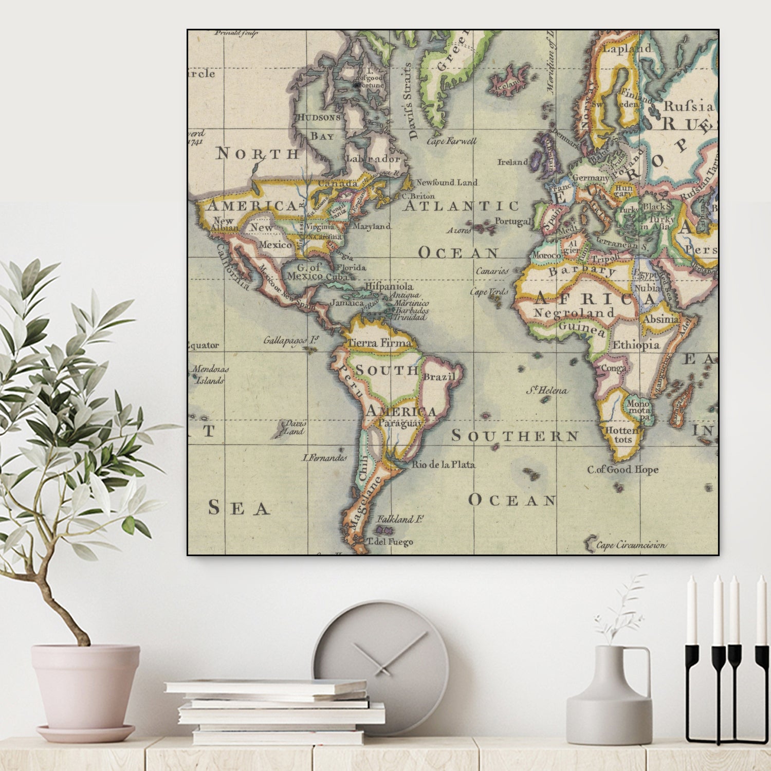 Vintage Map of The World (1766) by Adam Shaw on GIANT ART - white photo illustration