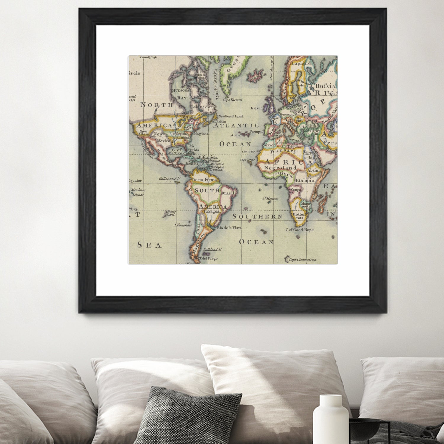 Vintage Map of The World (1766) by Adam Shaw on GIANT ART - white photo illustration