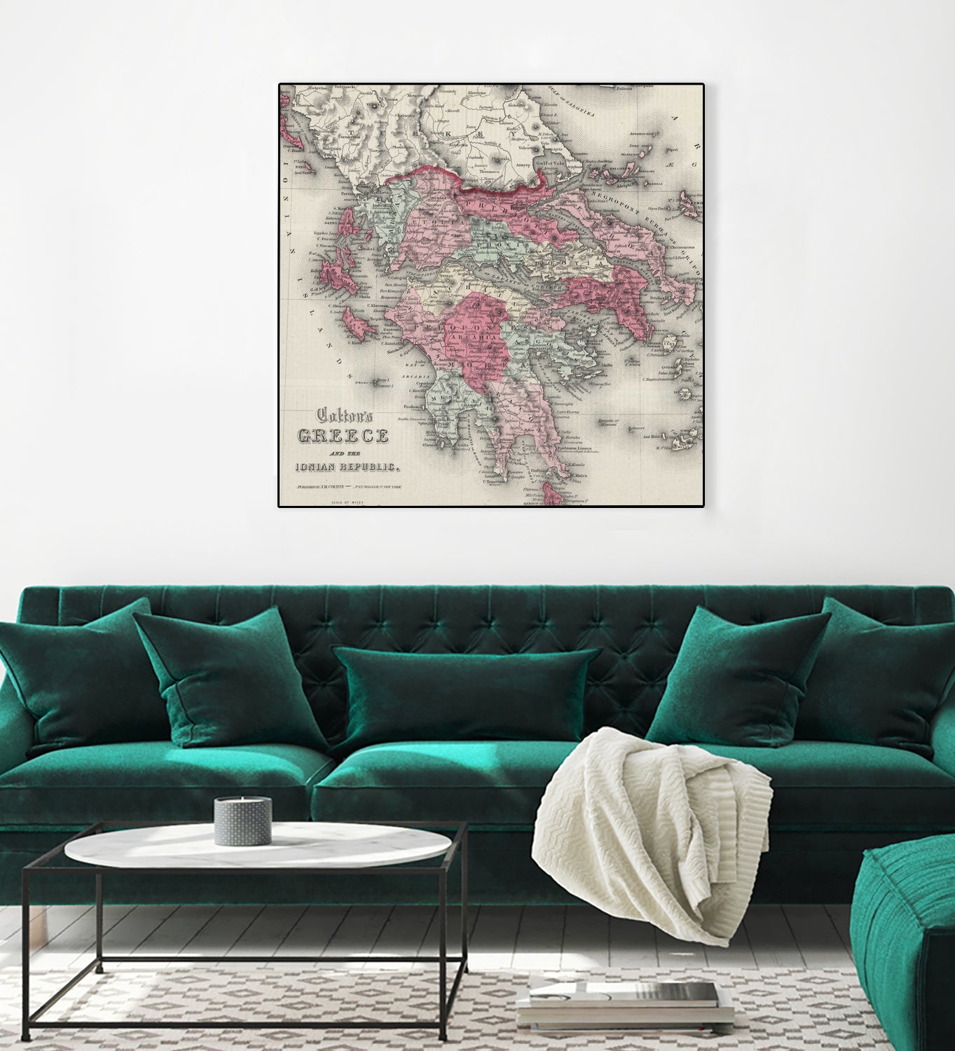 Vintage Map of Greece (1865) by Adam Shaw on GIANT ART - white photo illustration