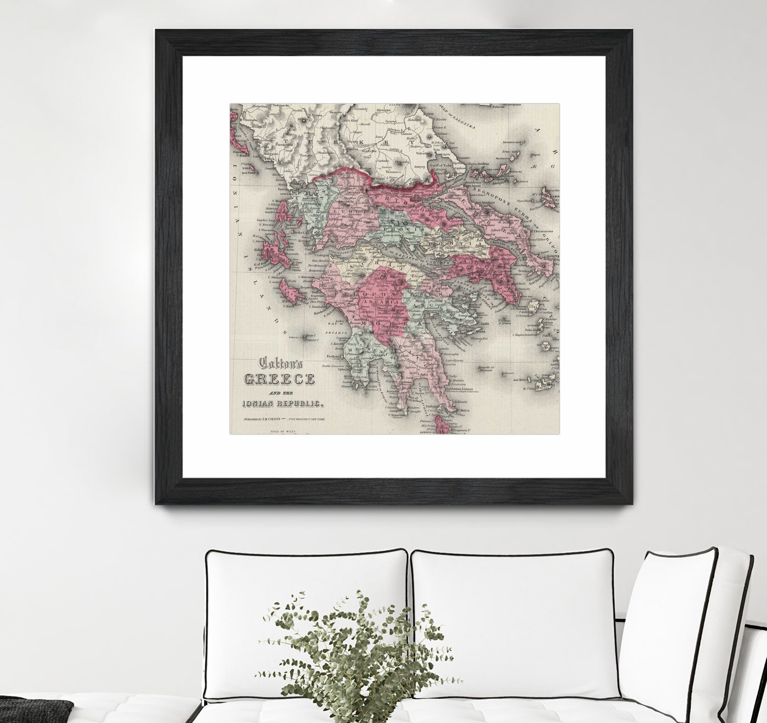 Vintage Map of Greece (1865) by Adam Shaw on GIANT ART - white photo illustration