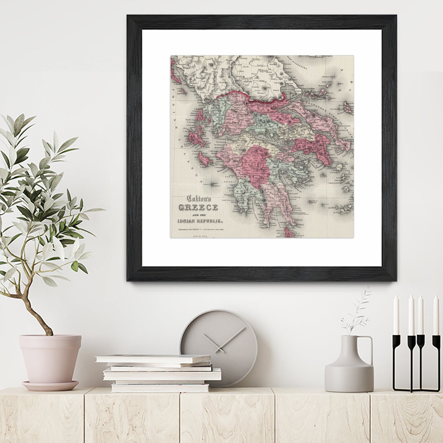 Vintage Map of Greece (1865) by Adam Shaw on GIANT ART - white photo illustration