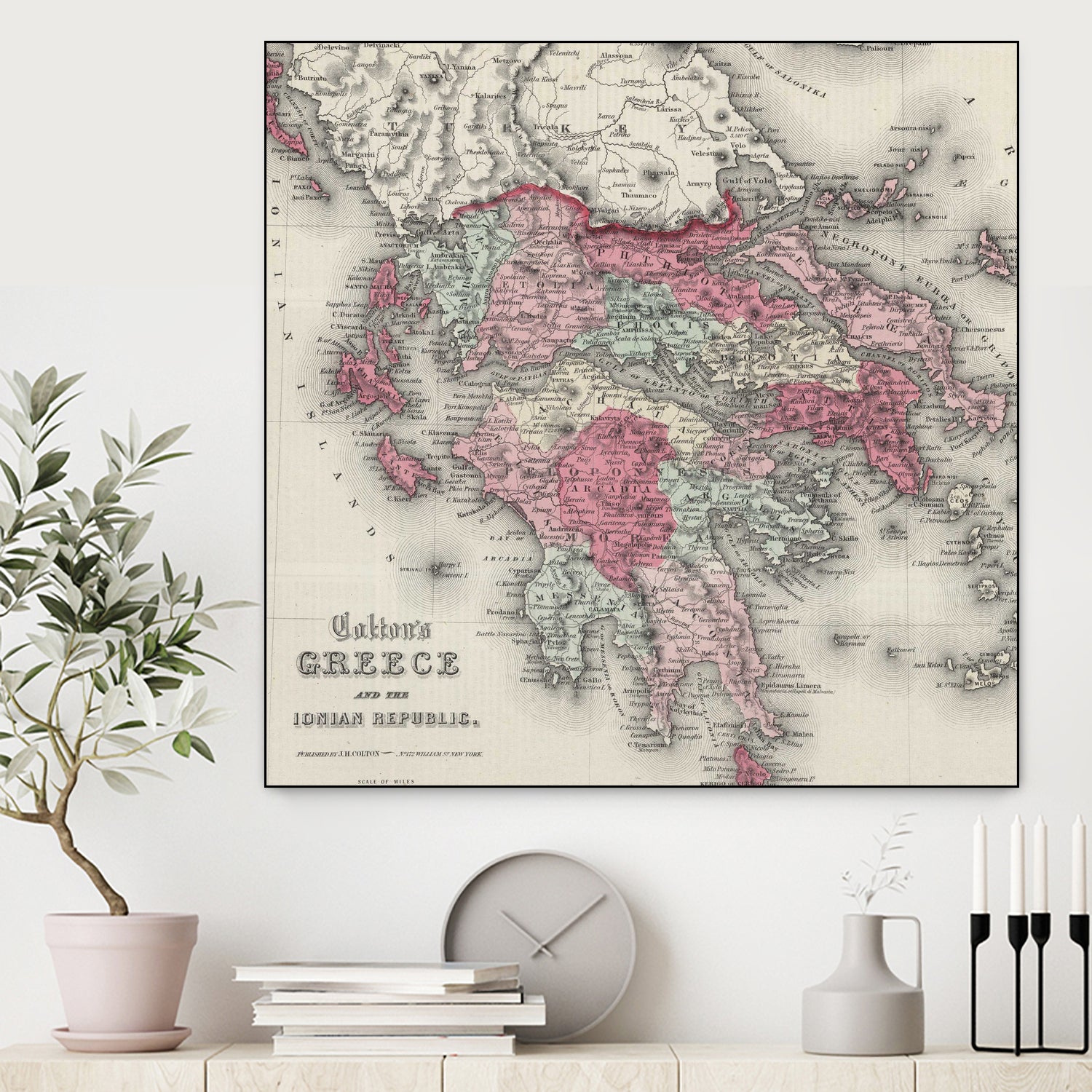 Vintage Map of Greece (1865) by Adam Shaw on GIANT ART - white photo illustration