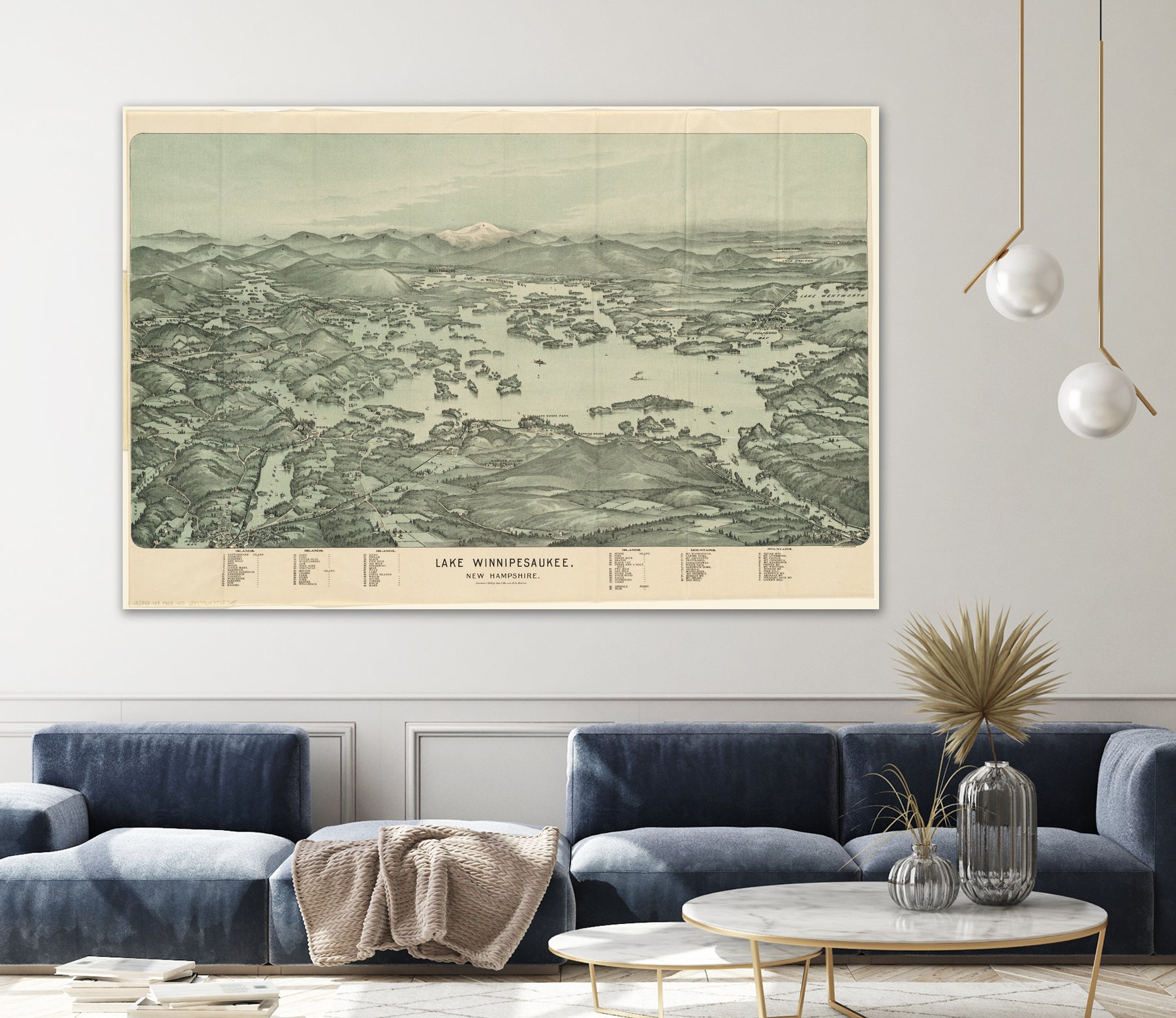 Vintage Map of Lake Winnipesaukee (1903) by Adam Shaw on GIANT ART - white photo illustration