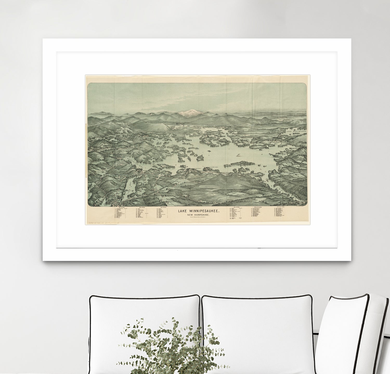 Vintage Map of Lake Winnipesaukee (1903) by Adam Shaw on GIANT ART - white photo illustration