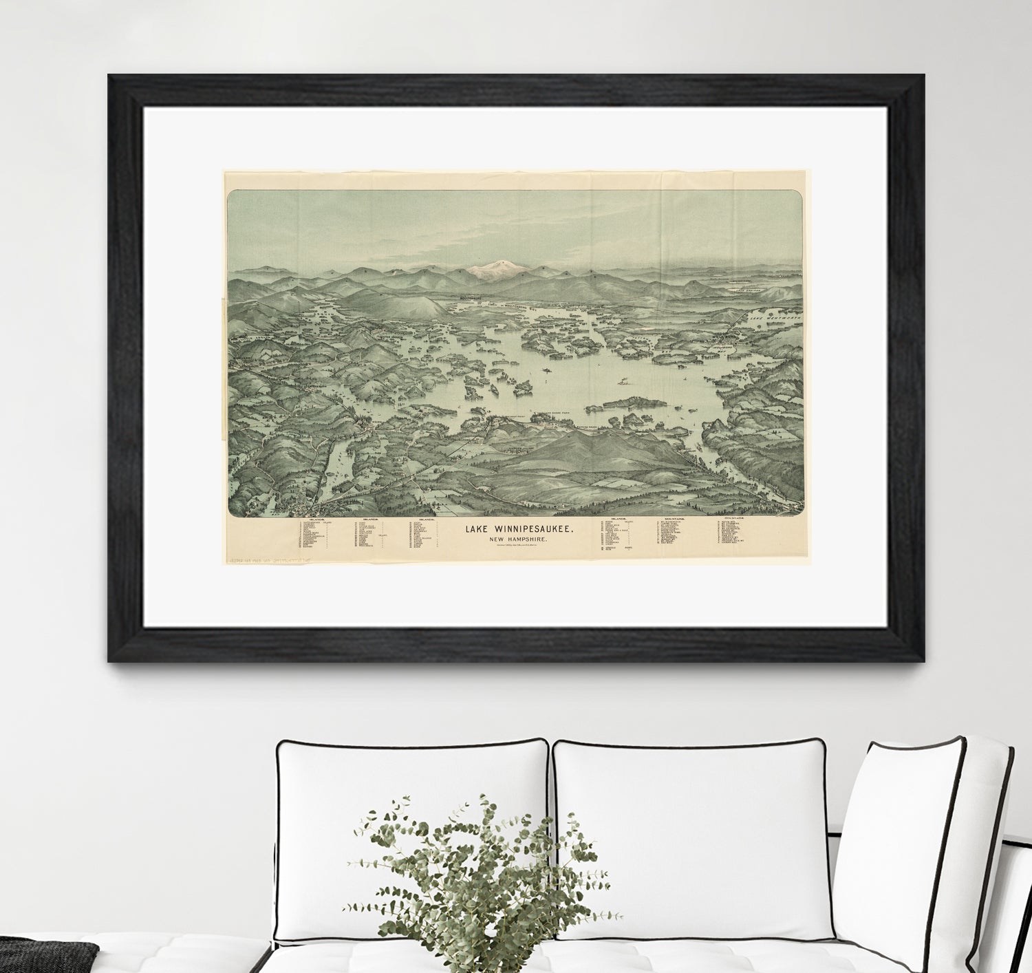 Vintage Map of Lake Winnipesaukee (1903) by Adam Shaw on GIANT ART - white photo illustration