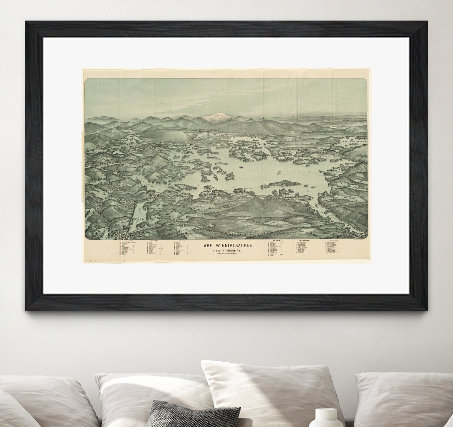 Vintage Map of Lake Winnipesaukee (1903) by Adam Shaw on GIANT ART - white photo illustration