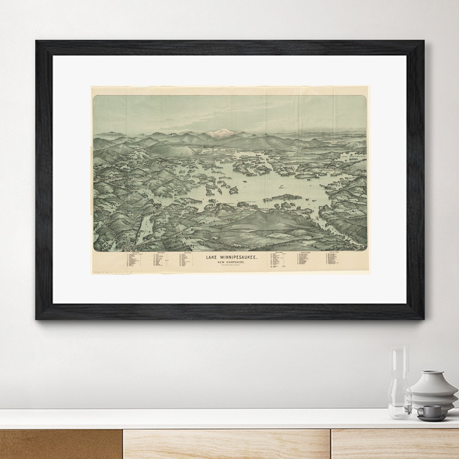 Vintage Map of Lake Winnipesaukee (1903) by Adam Shaw on GIANT ART - white photo illustration