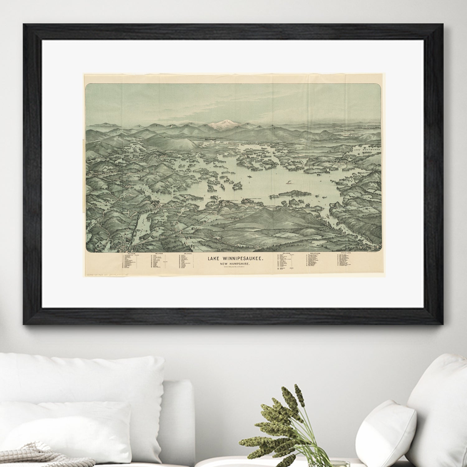 Vintage Map of Lake Winnipesaukee (1903) by Adam Shaw on GIANT ART - white photo illustration