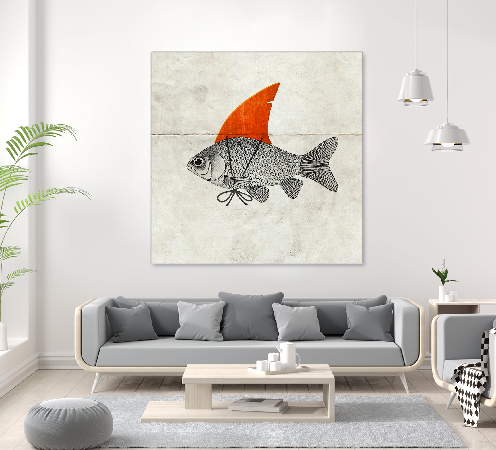 Goldfish with a Shark Fin by Vin Zzep on GIANT ART - white digital painting