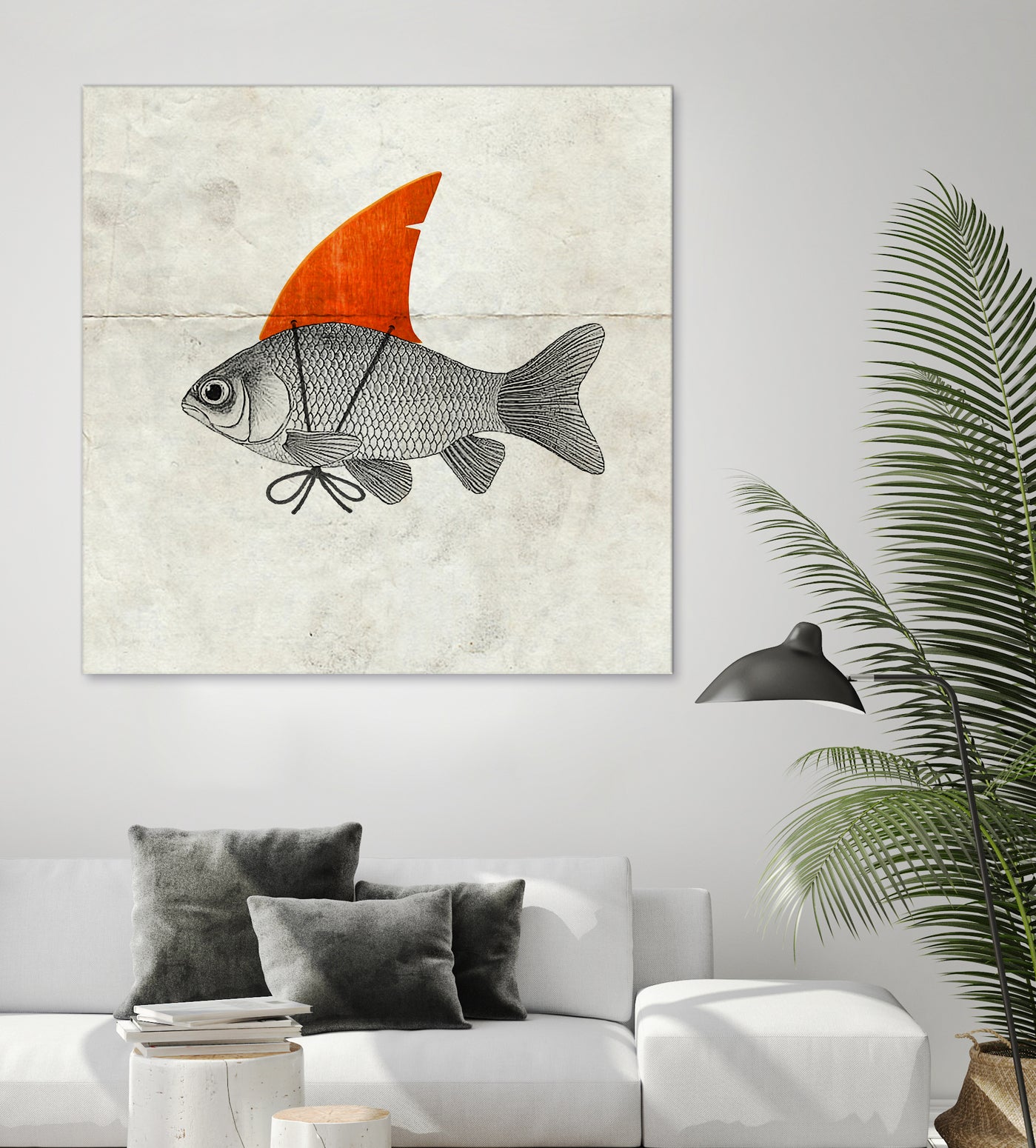 Goldfish with a Shark Fin by Vin Zzep on GIANT ART - white digital painting