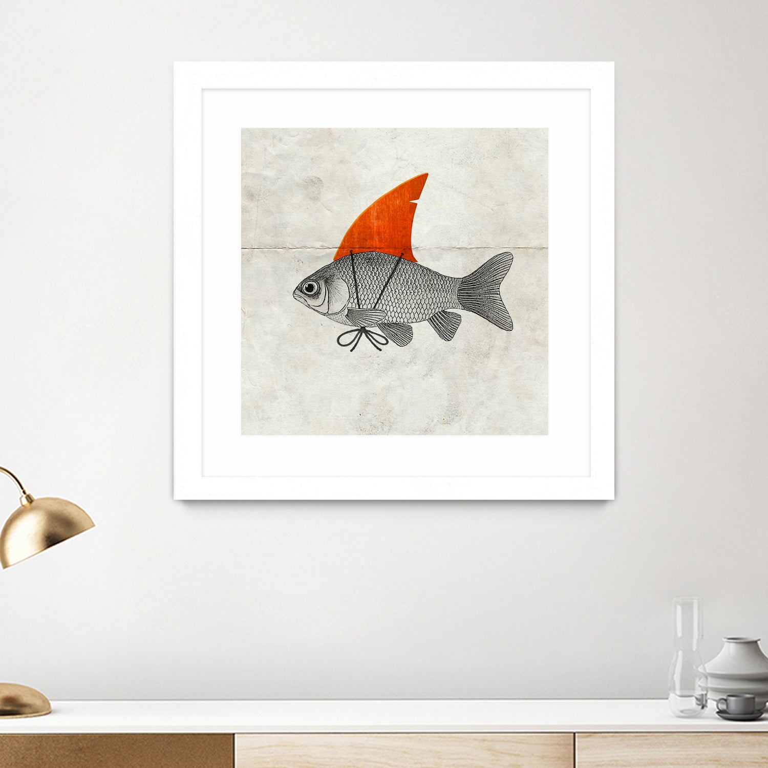 Goldfish with a Shark Fin by Vin Zzep on GIANT ART - white digital painting