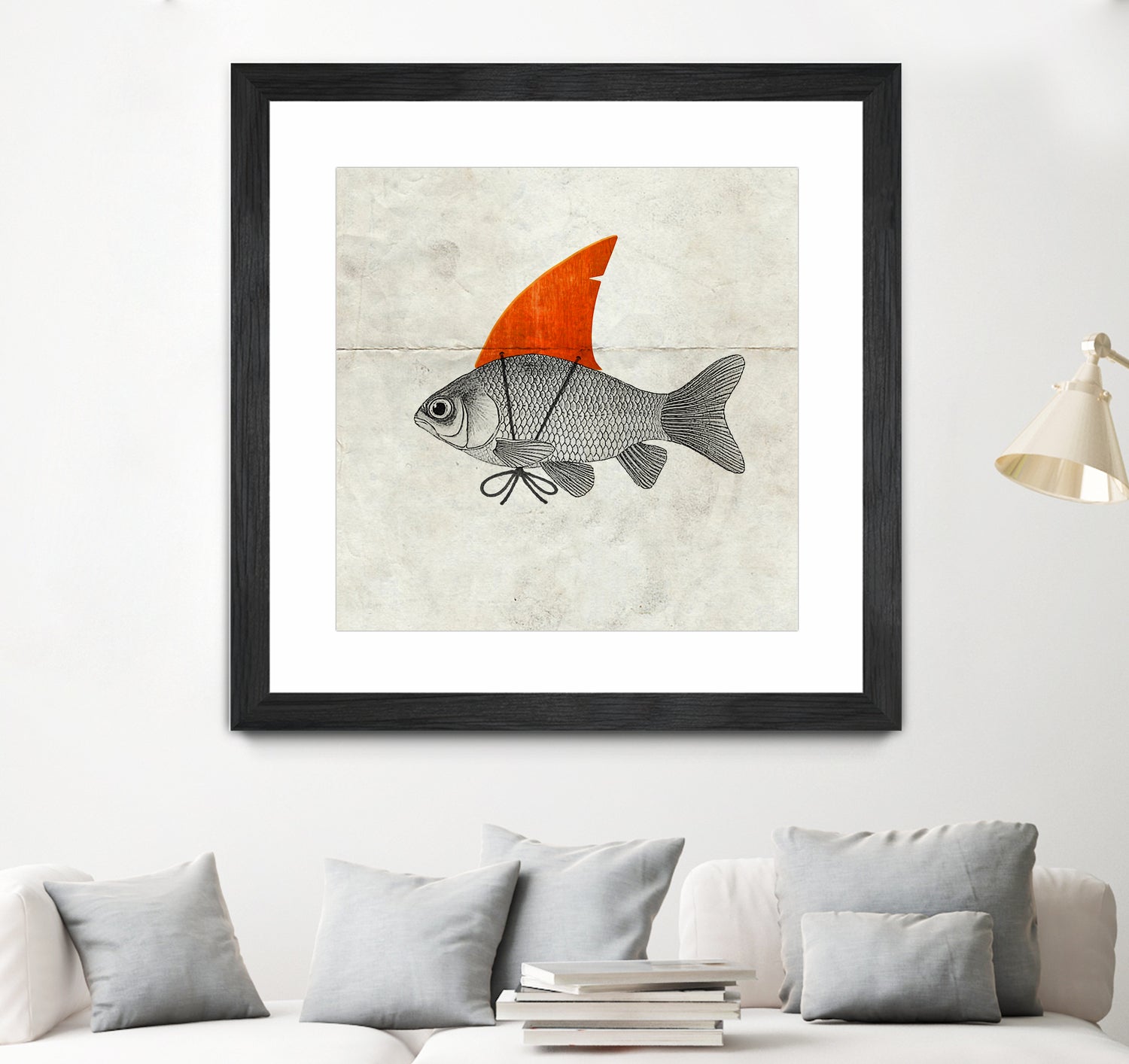 Goldfish with a Shark Fin by Vin Zzep on GIANT ART - white digital painting