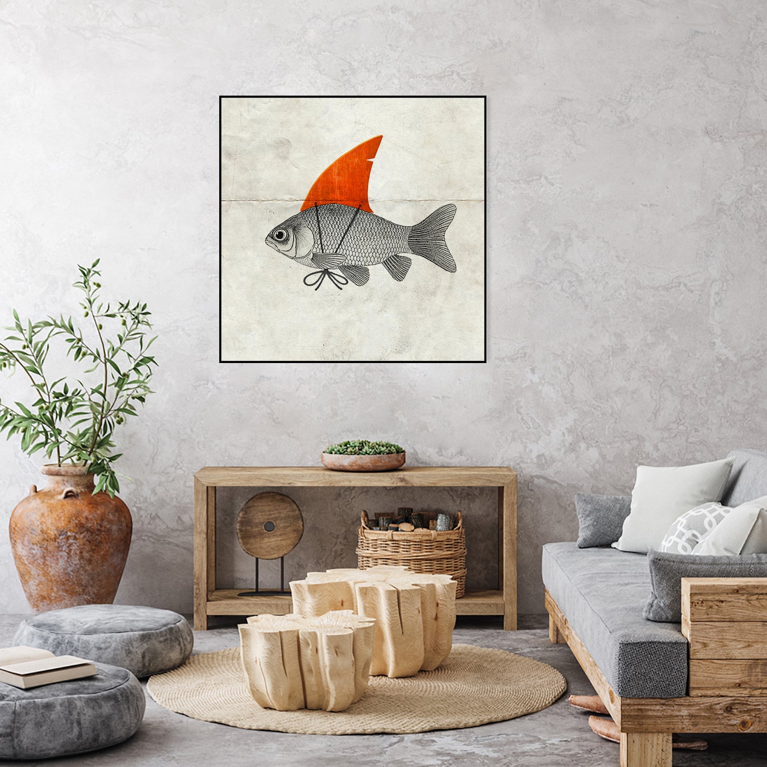 Goldfish with a Shark Fin by Vin Zzep on GIANT ART - white digital painting