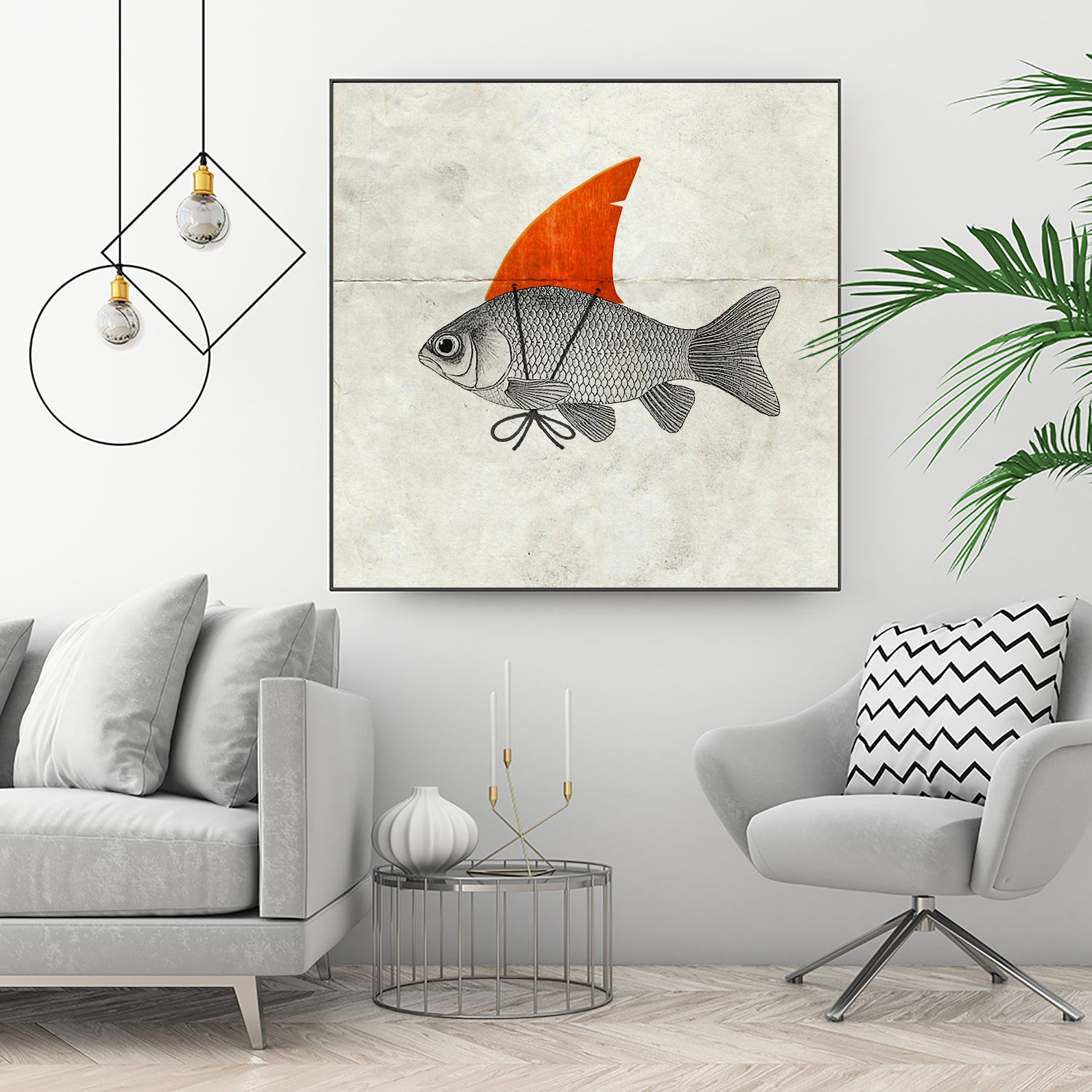 Goldfish with a Shark Fin by Vin Zzep on GIANT ART - white digital painting