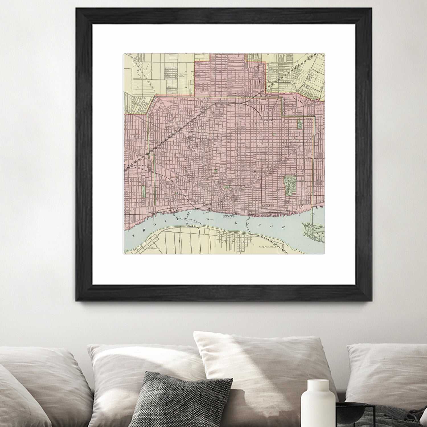 Vintage Map of Detroit Michigan (1901) by Adam Shaw on GIANT ART - white photo illustration