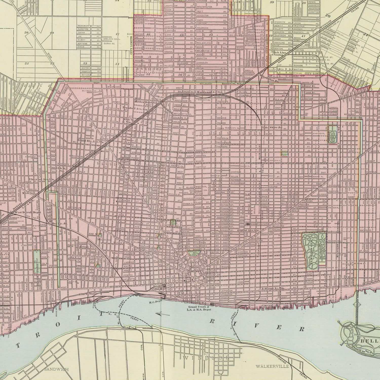 Vintage Map of Detroit Michigan (1901) by Adam Shaw on GIANT ART - white photo illustration