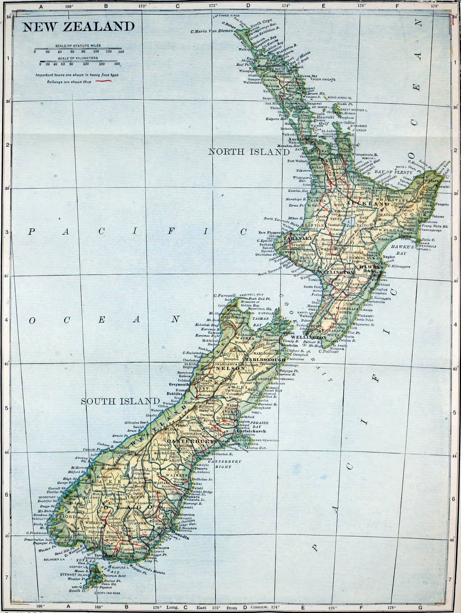 Vintage Map of New Zealand (1921) by Adam Shaw on GIANT ART - white photo illustration