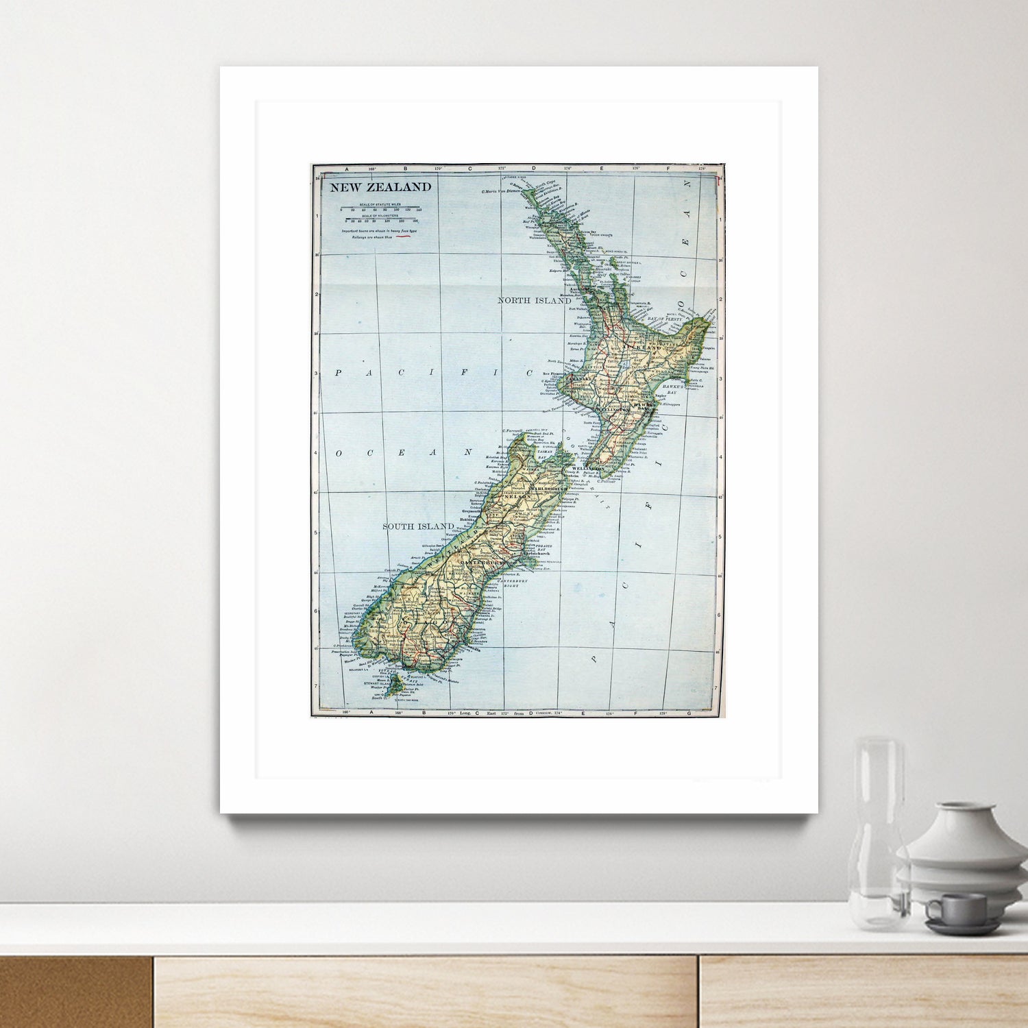 Vintage Map of New Zealand (1921) by Adam Shaw on GIANT ART - white photo illustration