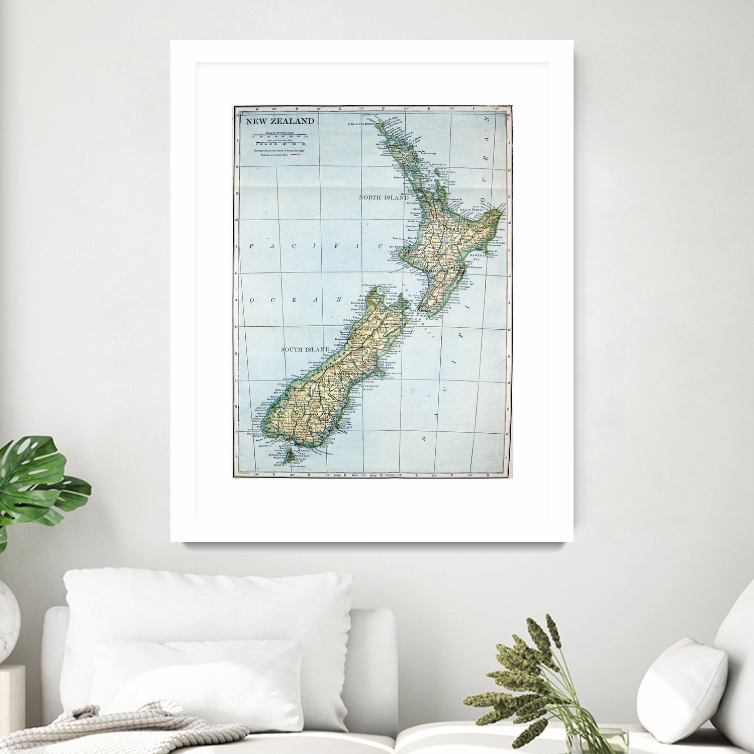 Vintage Map of New Zealand (1921) by Adam Shaw on GIANT ART - white photo illustration