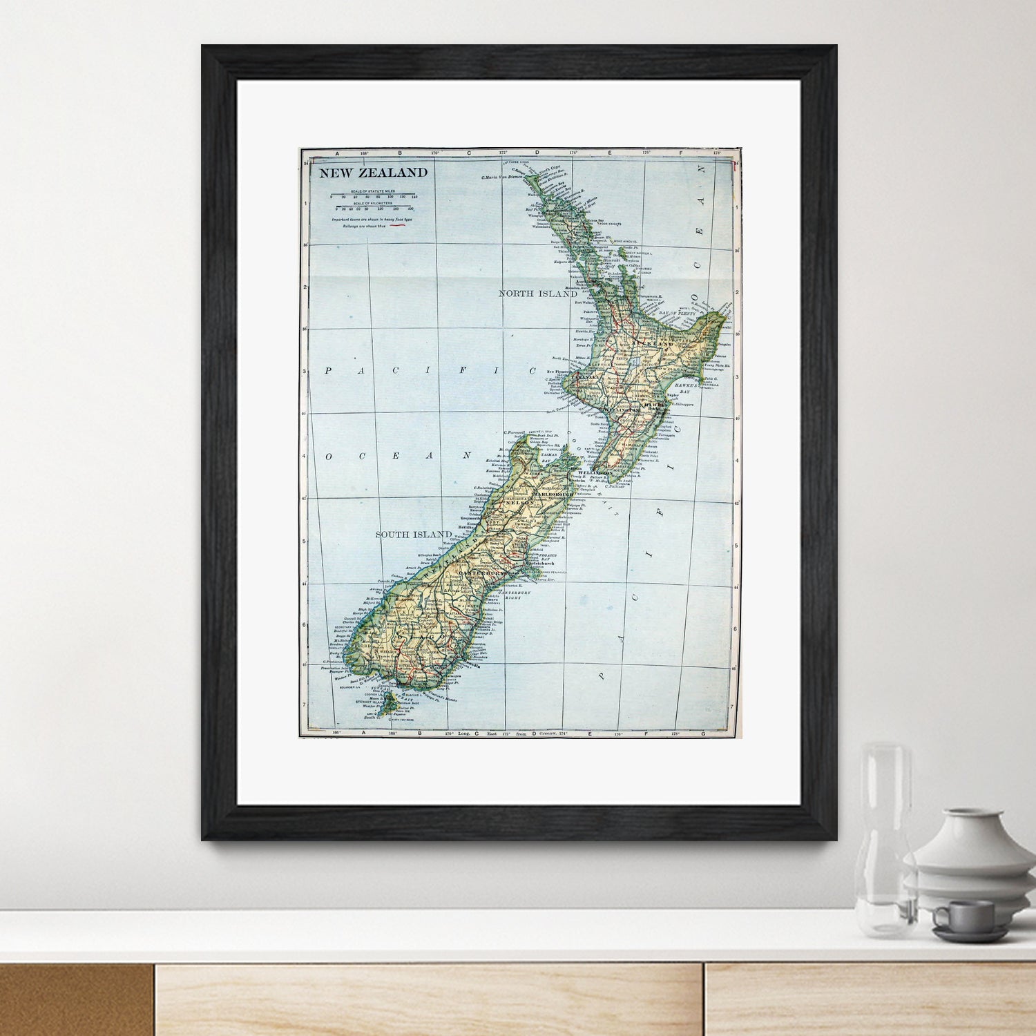 Vintage Map of New Zealand (1921) by Adam Shaw on GIANT ART - white photo illustration