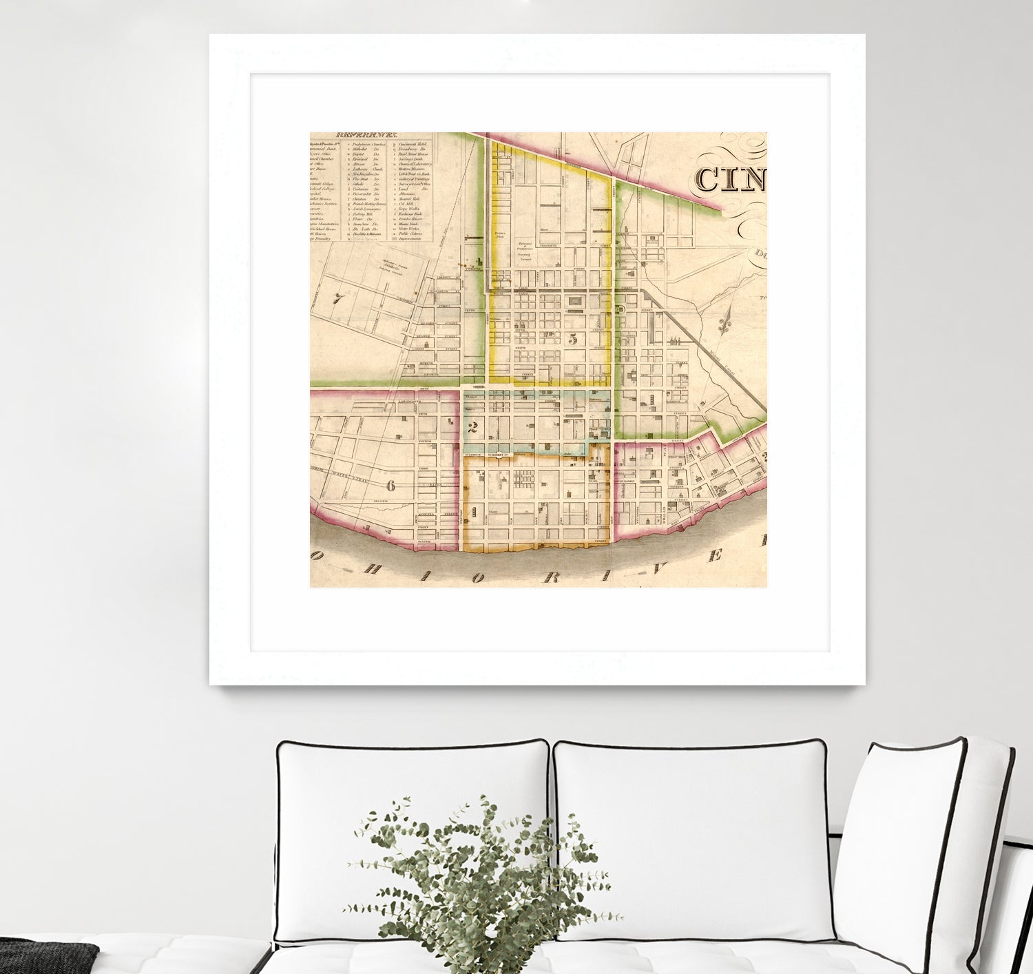 Vintage Map of Cincinnati Ohio (1841) by Adam Shaw on GIANT ART - white photo illustration