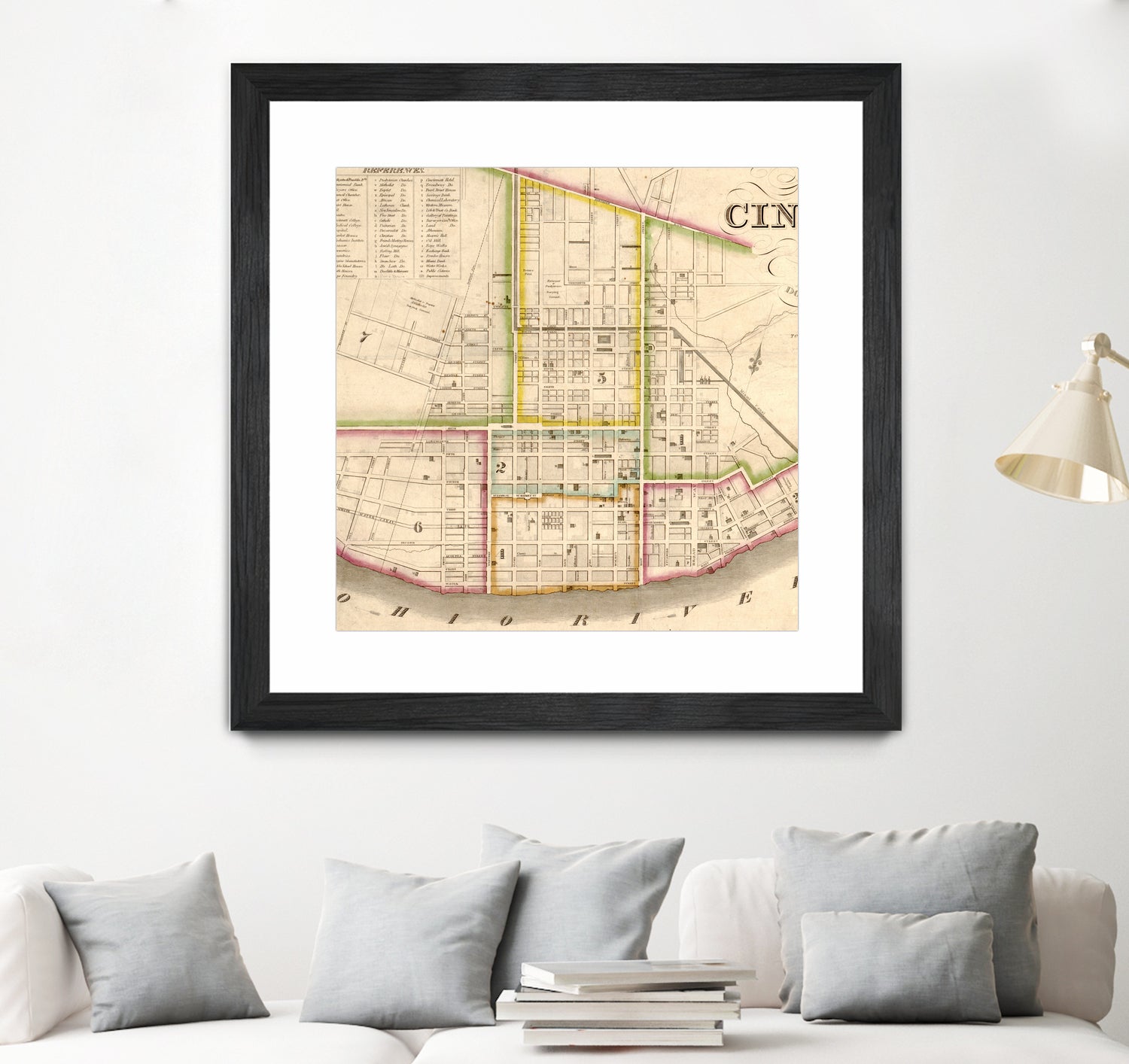 Vintage Map of Cincinnati Ohio (1841) by Adam Shaw on GIANT ART - white photo illustration