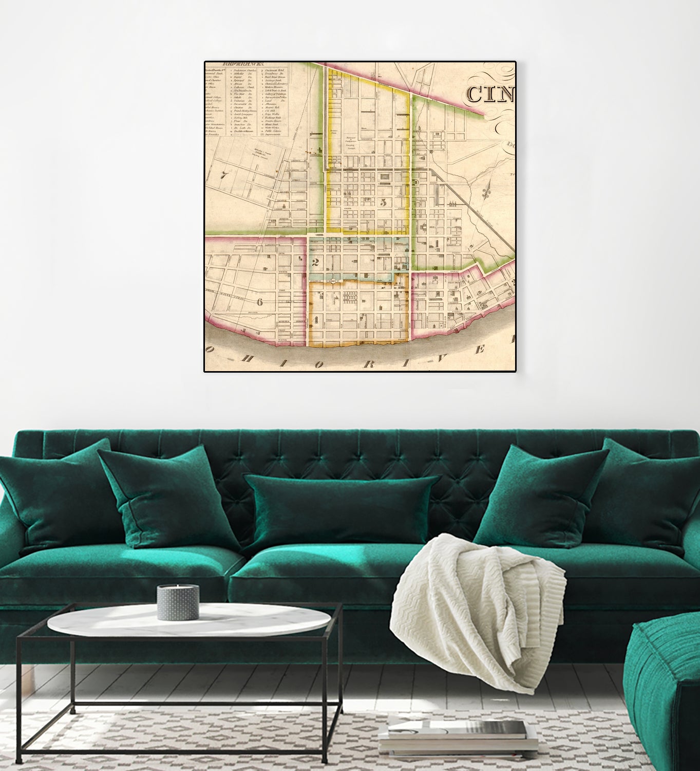 Vintage Map of Cincinnati Ohio (1841) by Adam Shaw on GIANT ART - white photo illustration