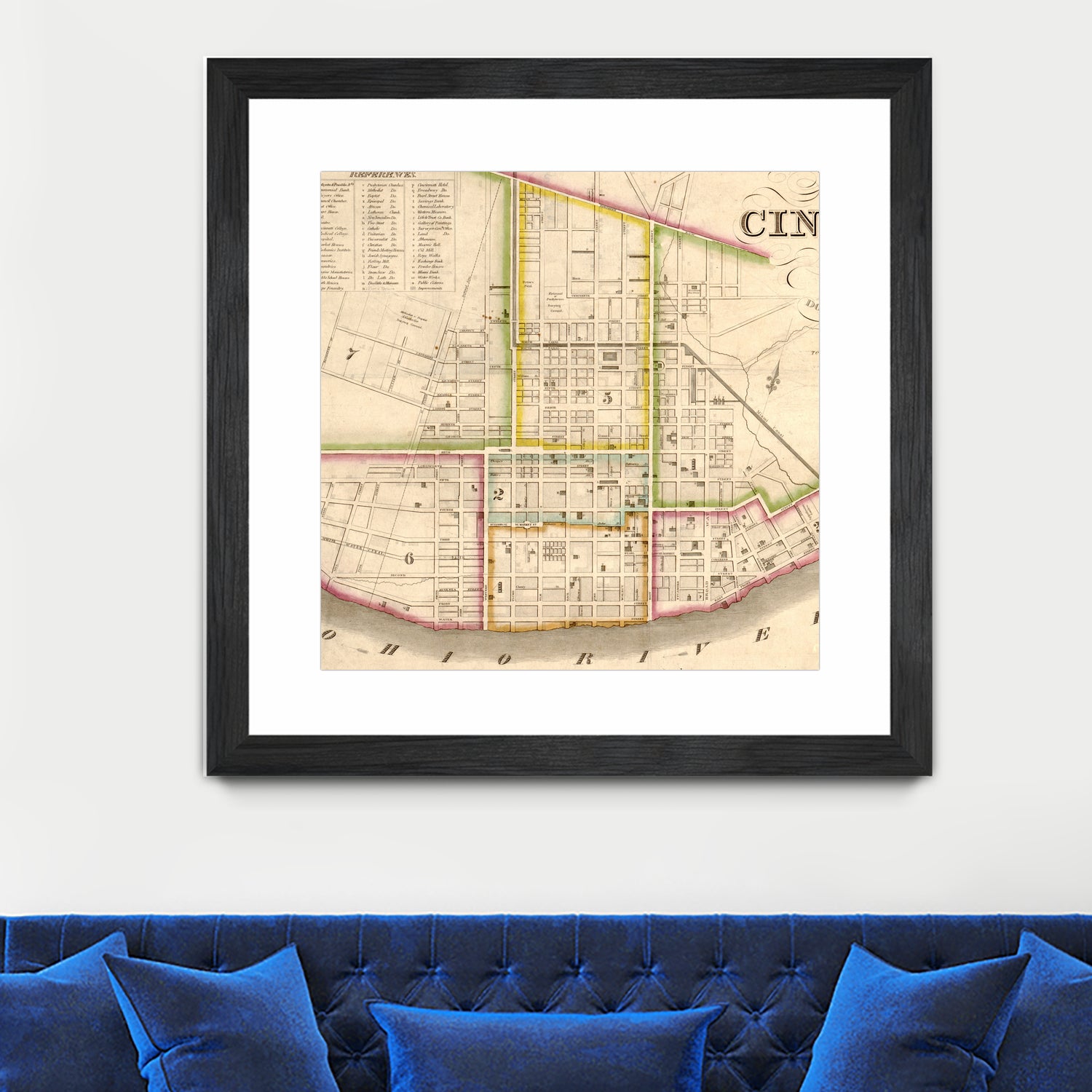 Vintage Map of Cincinnati Ohio (1841) by Adam Shaw on GIANT ART - white photo illustration