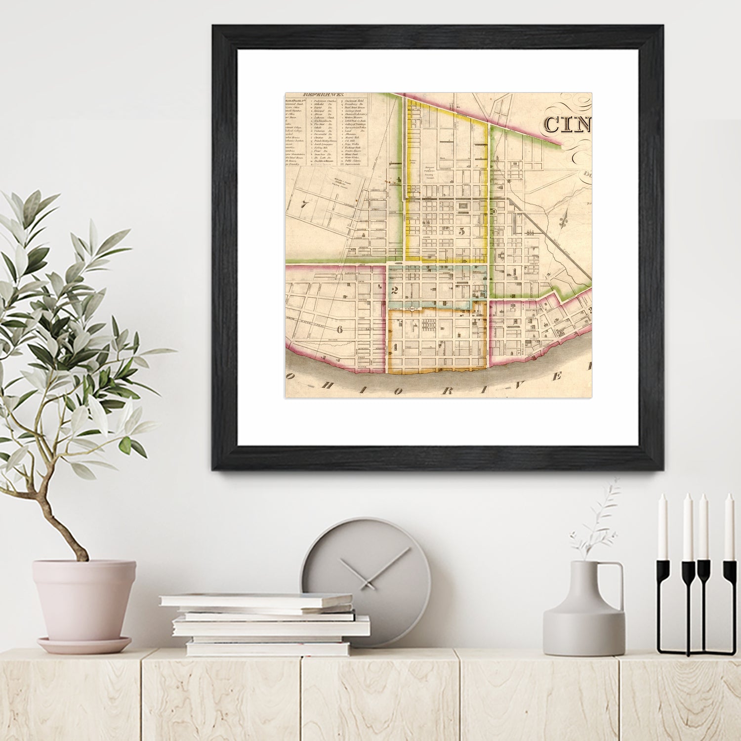 Vintage Map of Cincinnati Ohio (1841) by Adam Shaw on GIANT ART - white photo illustration