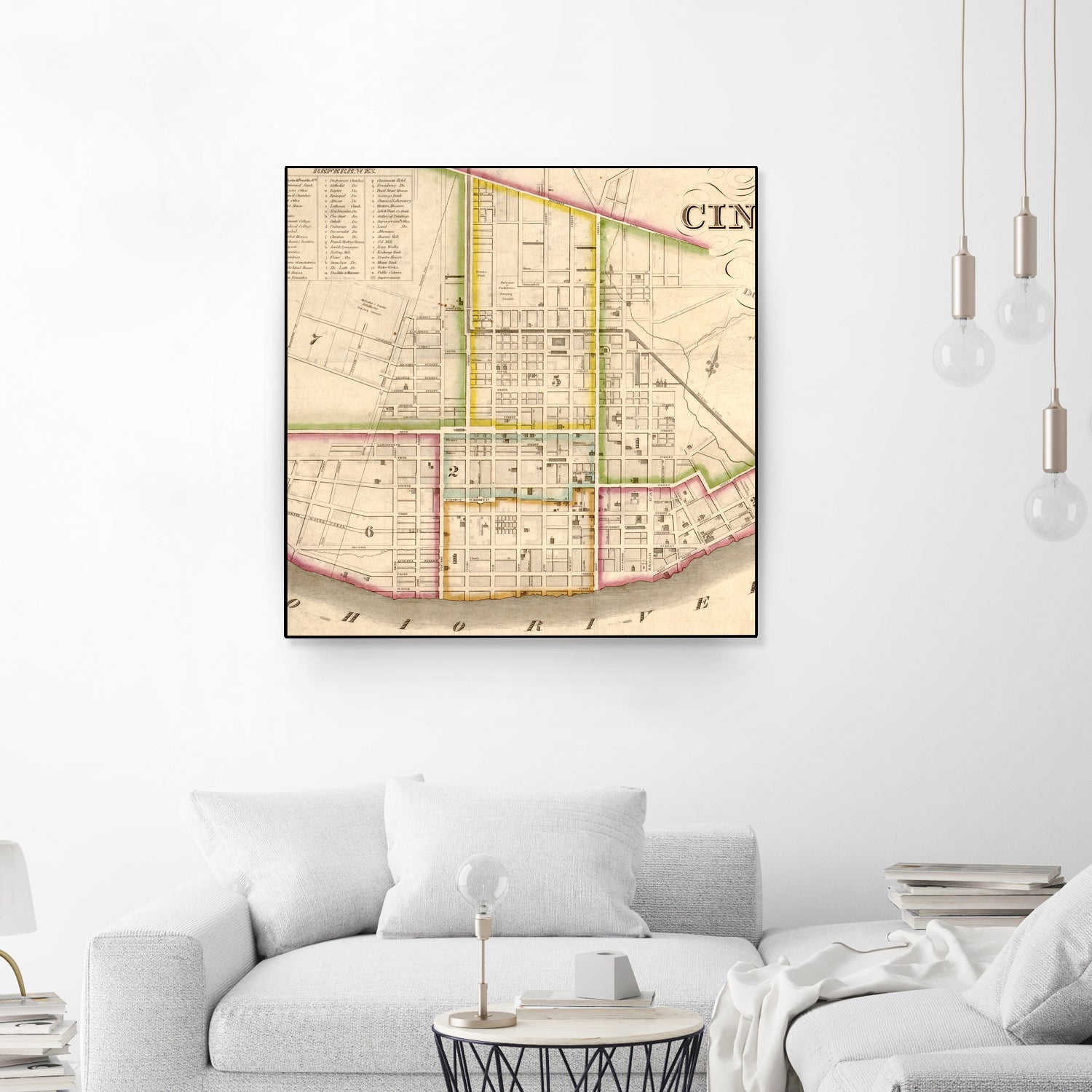 Vintage Map of Cincinnati Ohio (1841) by Adam Shaw on GIANT ART - white photo illustration