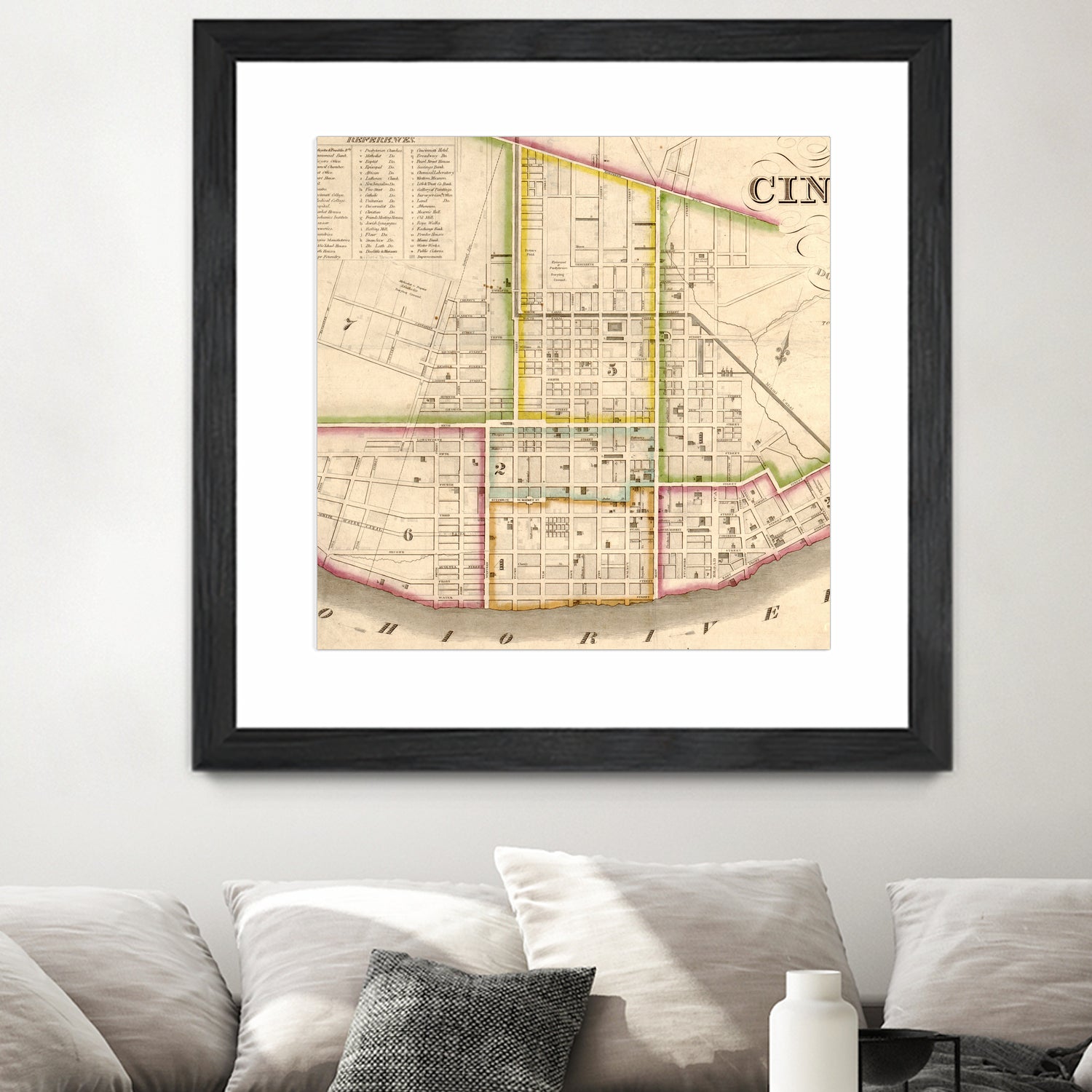 Vintage Map of Cincinnati Ohio (1841) by Adam Shaw on GIANT ART - white photo illustration